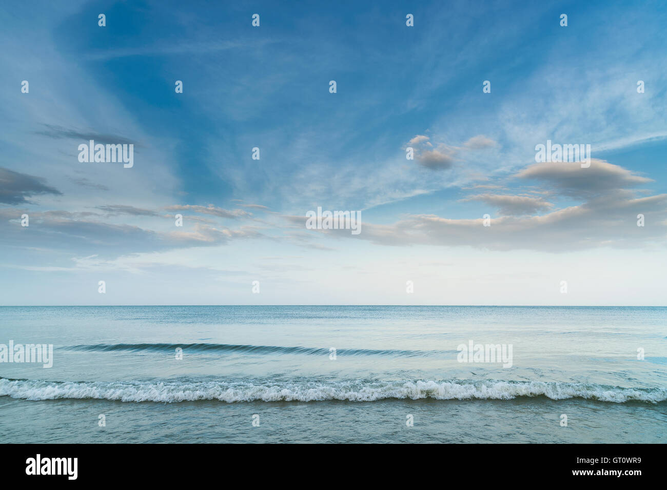 blue sky with clouds and wave on sea Stock Photo - Alamy