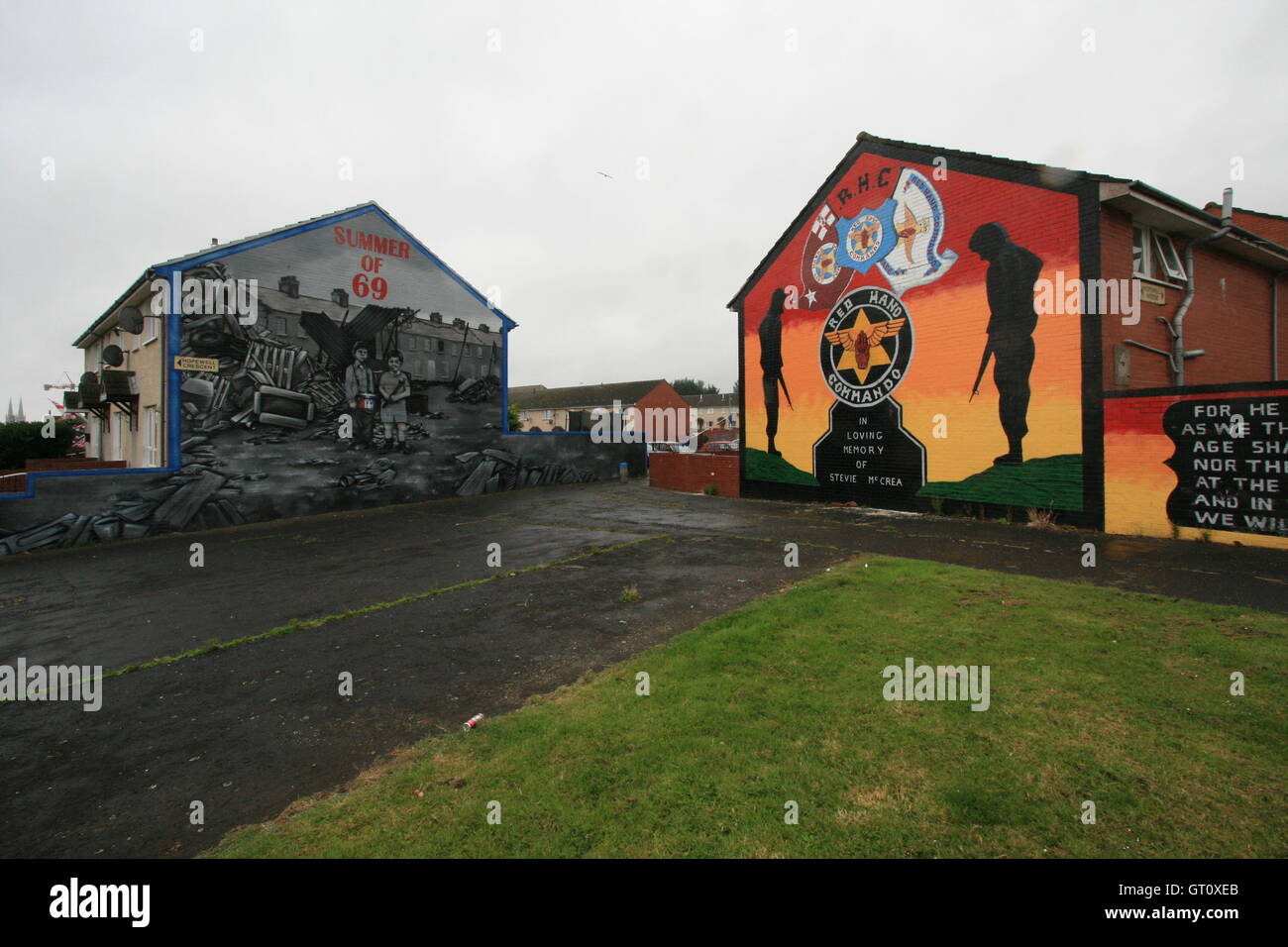 Unionist political murals on Shankill Road, Belfast, Northern Ireland, UK. Stock Photo
