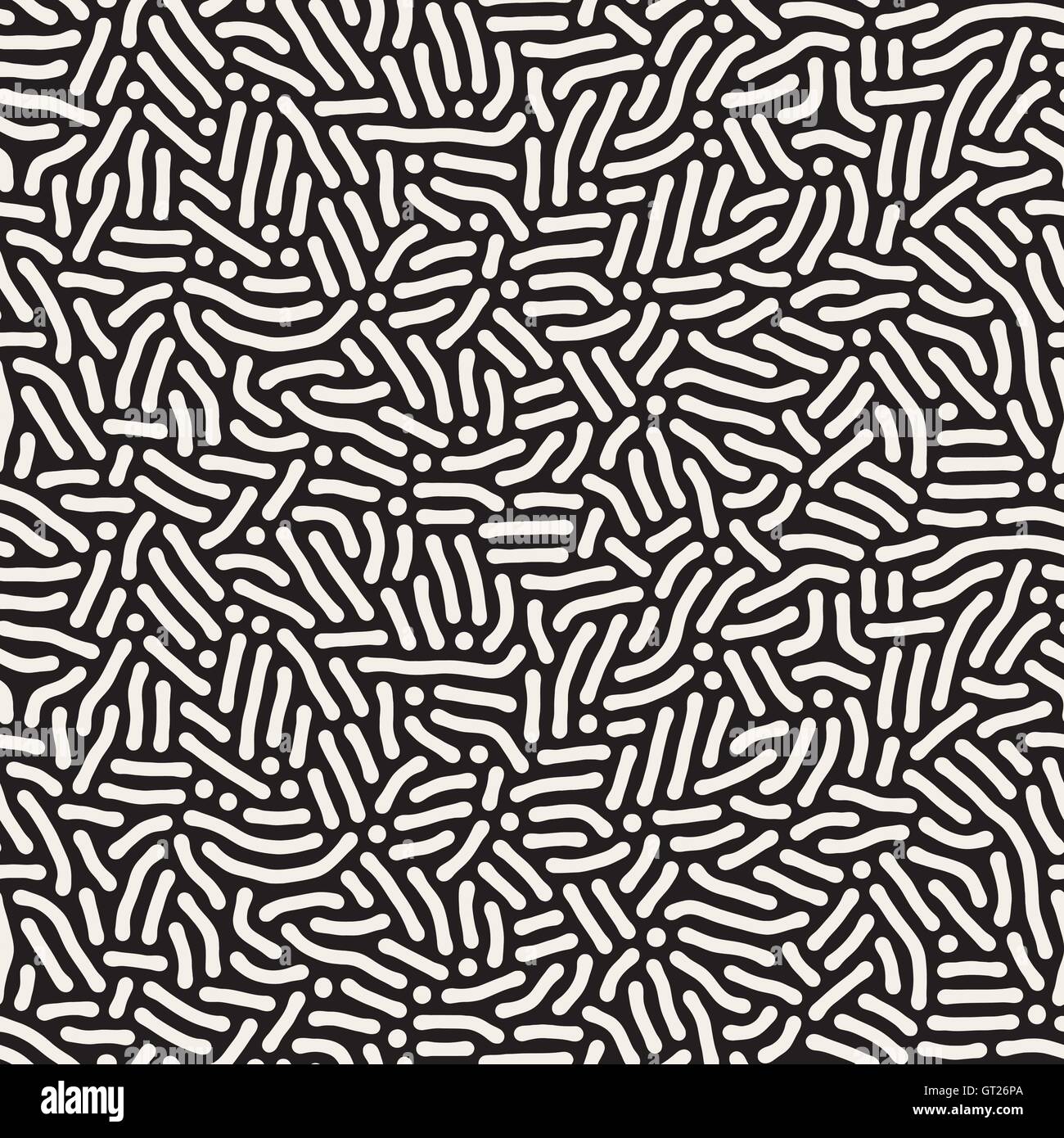 Vector Seamless Black and White Organic Lines Pattern Stock Vector ...