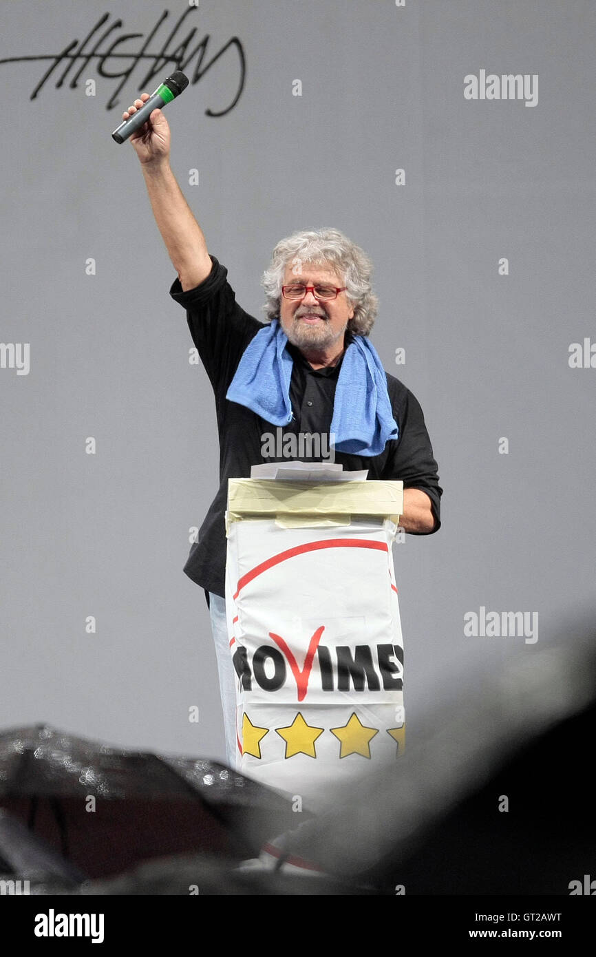 Beppe Grillo Rome 8th September 2016 Movement 5 Stars party. Photo Samantha Zucchi Insidefoto Stock Photo