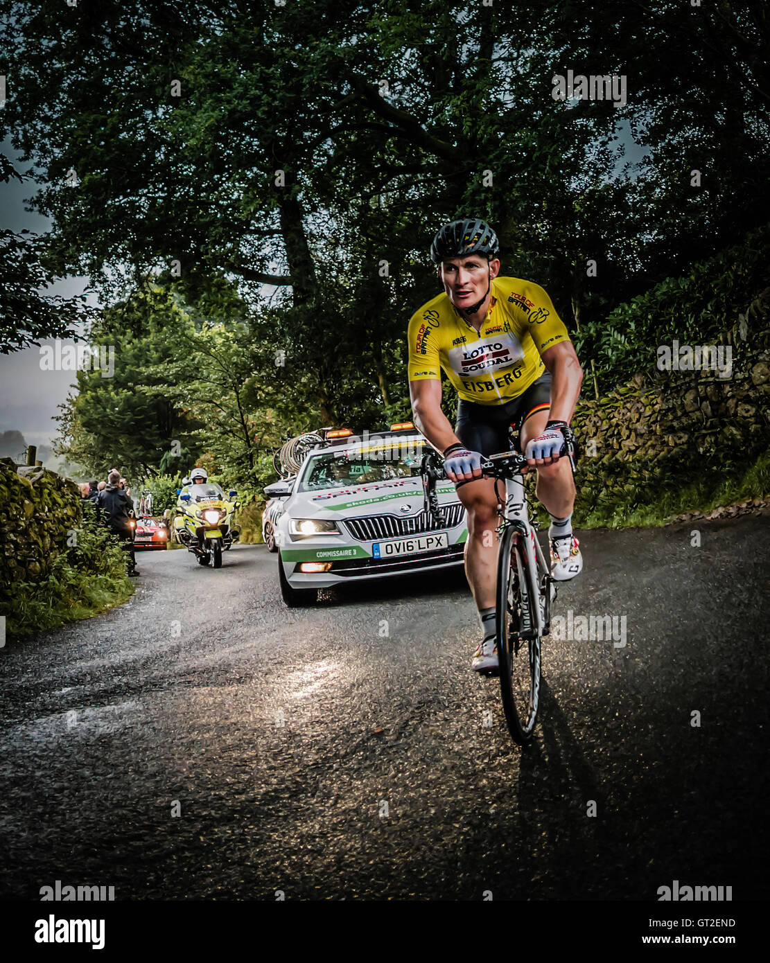 Tour of Britain 2016 stage 2 on the Struggle climb, Ambleside, Cumbria, UK. Stock Photo