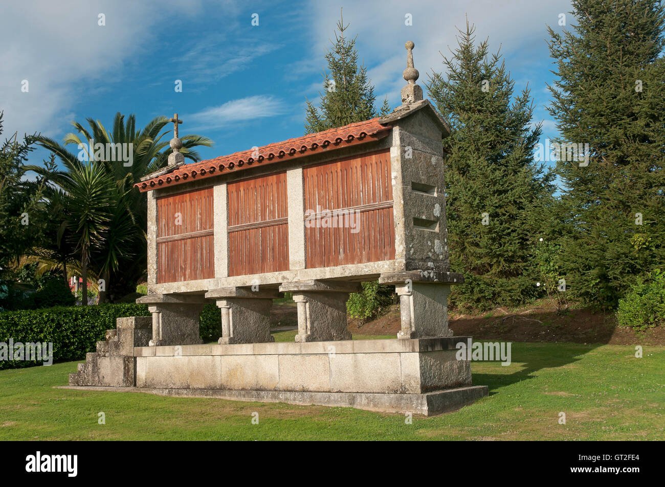 Typical galician granary (Horreo), Betanzos, La Coruña province, Region of Galicia, Spain, Europe Stock Photo