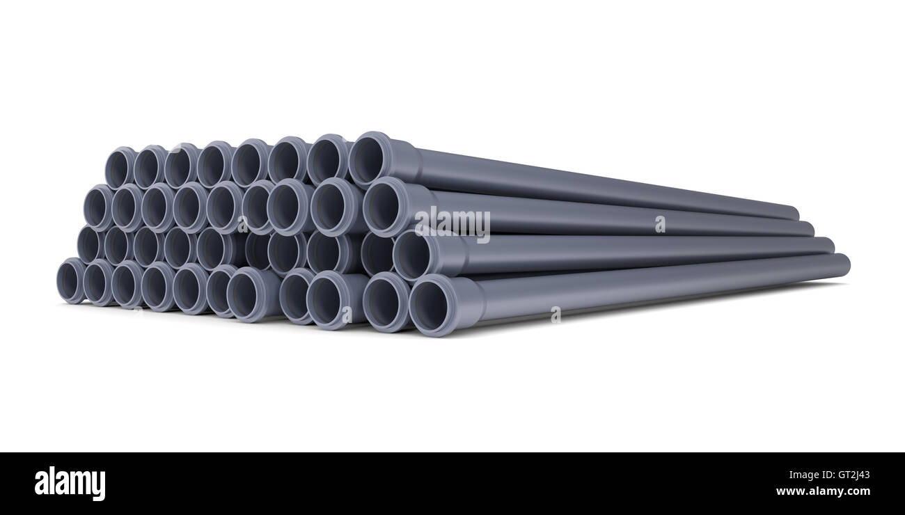 Grey PVC sewer pipes Stock Photo Alamy