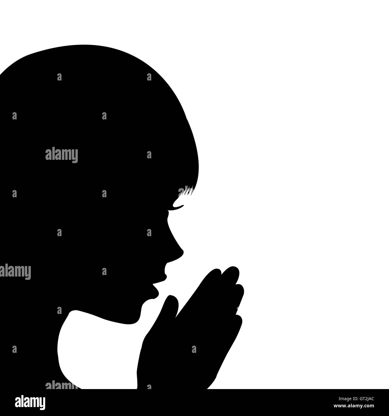 Girl kneeling silhouette hi-res stock photography and images - Alamy
