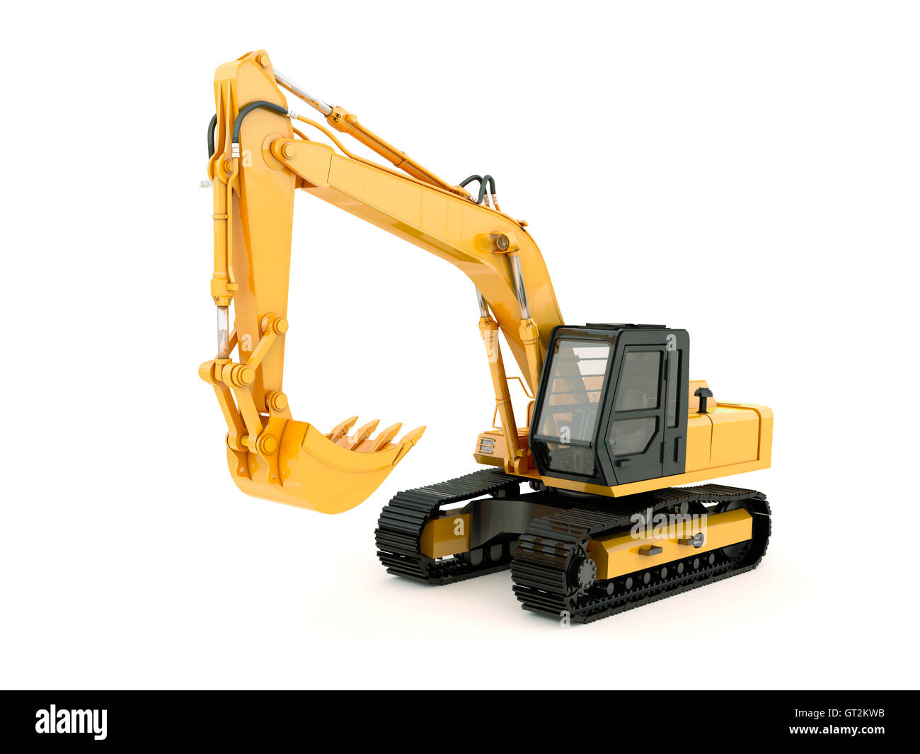 Excavator isolated with light shadow Stock Photo - Alamy