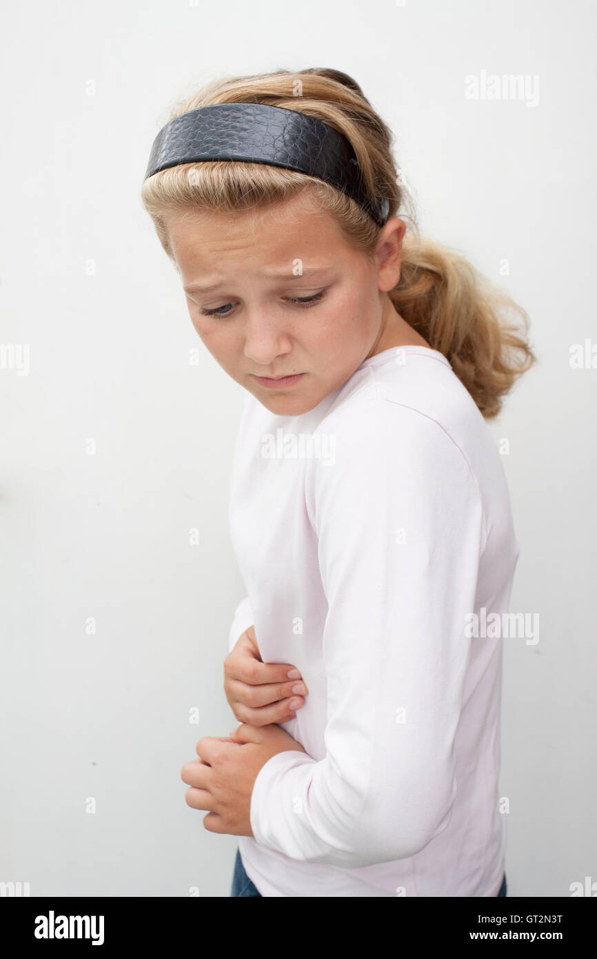 Child with stomach pain Stock Photo Alamy