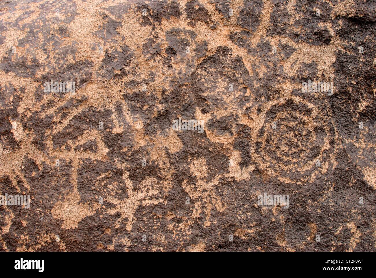 Ancient Rock with Spiral Petraglyph Stock Photo