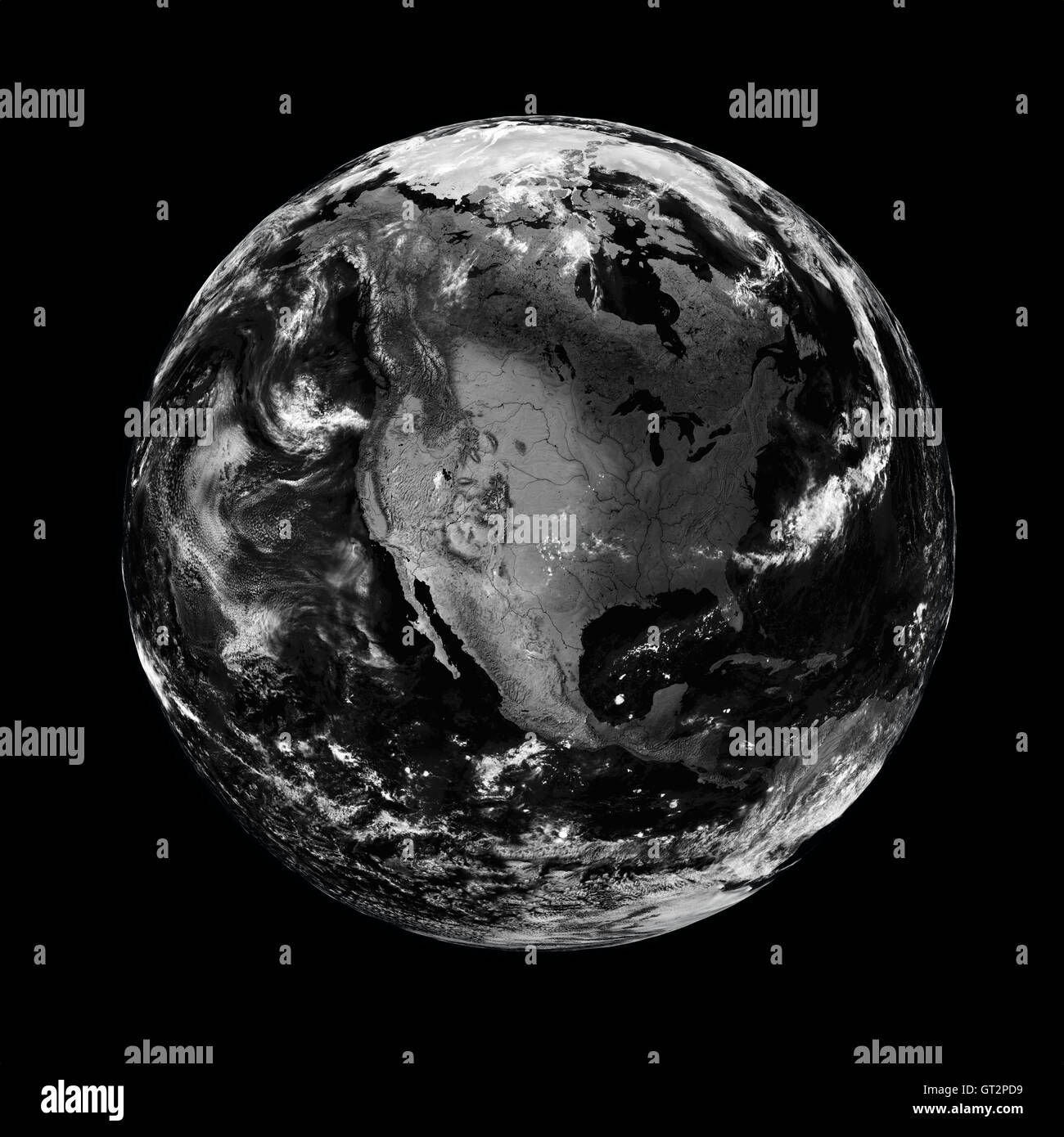 North America on black Earth Stock Photo - Alamy