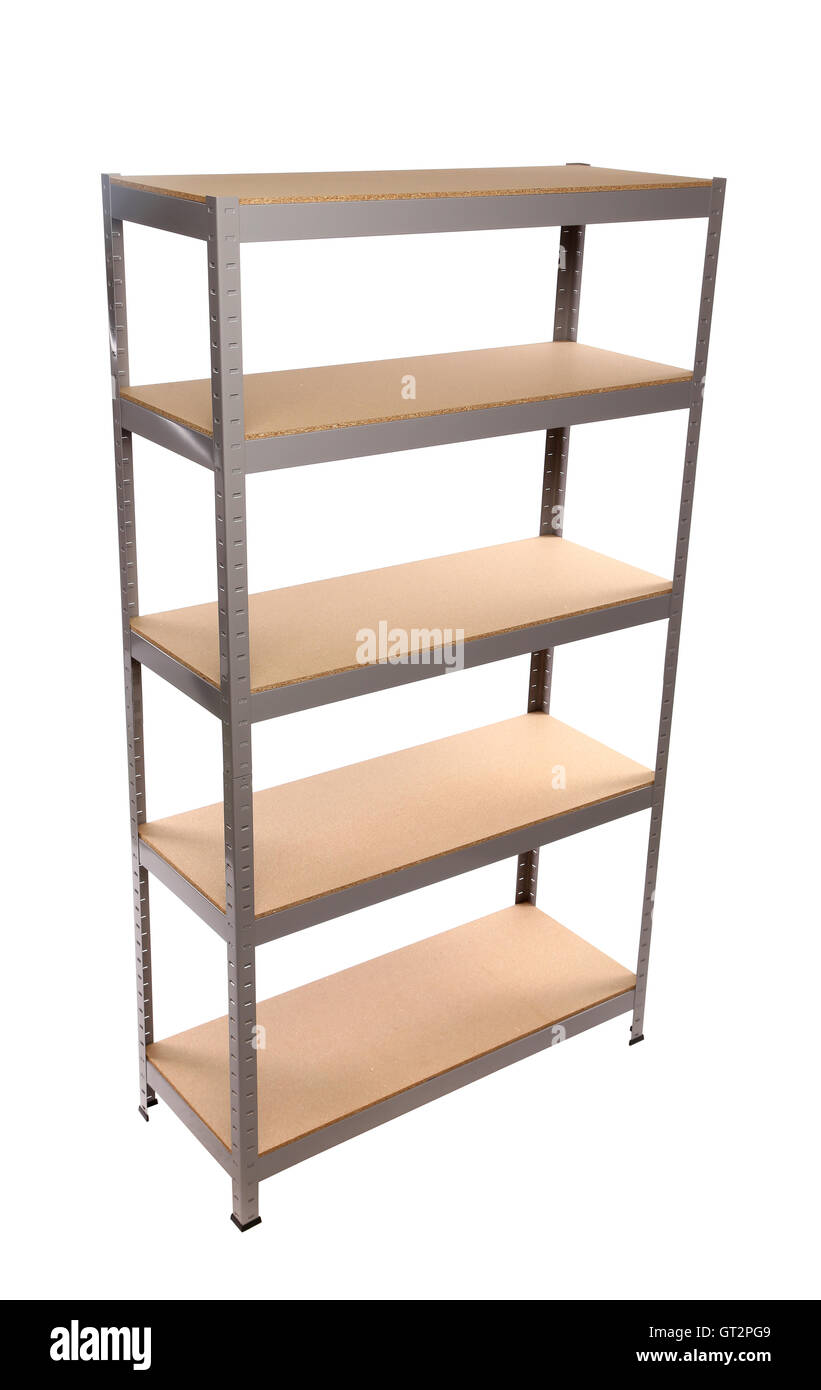 Metal industrial storage shelves Stock Photo Alamy