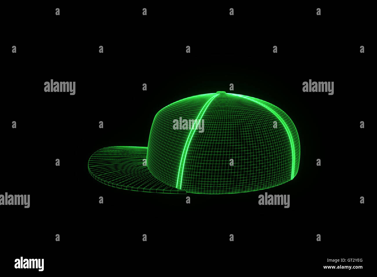 3D Hat Cap in Wireframe Hologram Style. Nice 3D Rendering Stock Photo ...