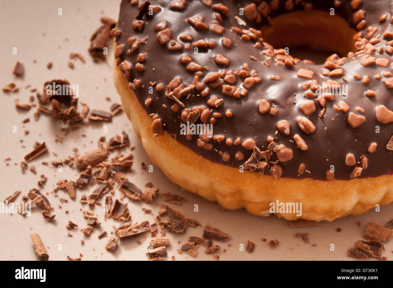 doughnut with chocolate frosting Stock Photo