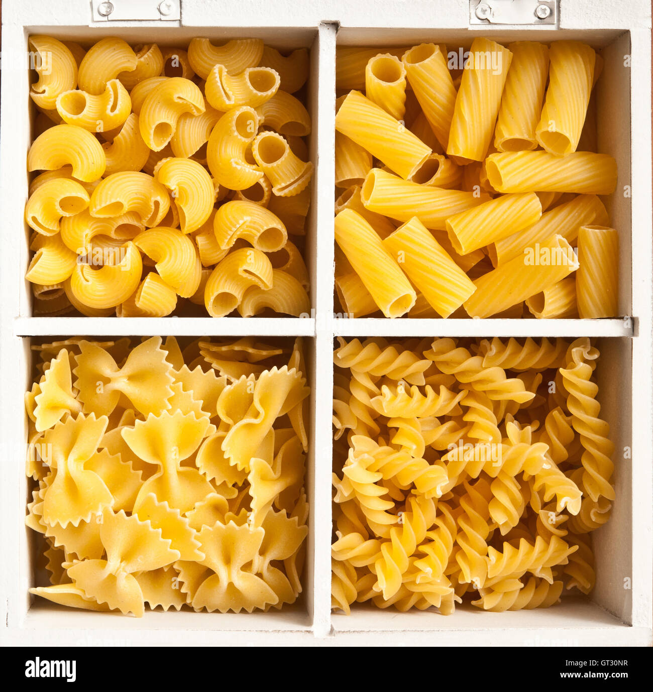 different kind of pasta in a box Stock Photo Alamy