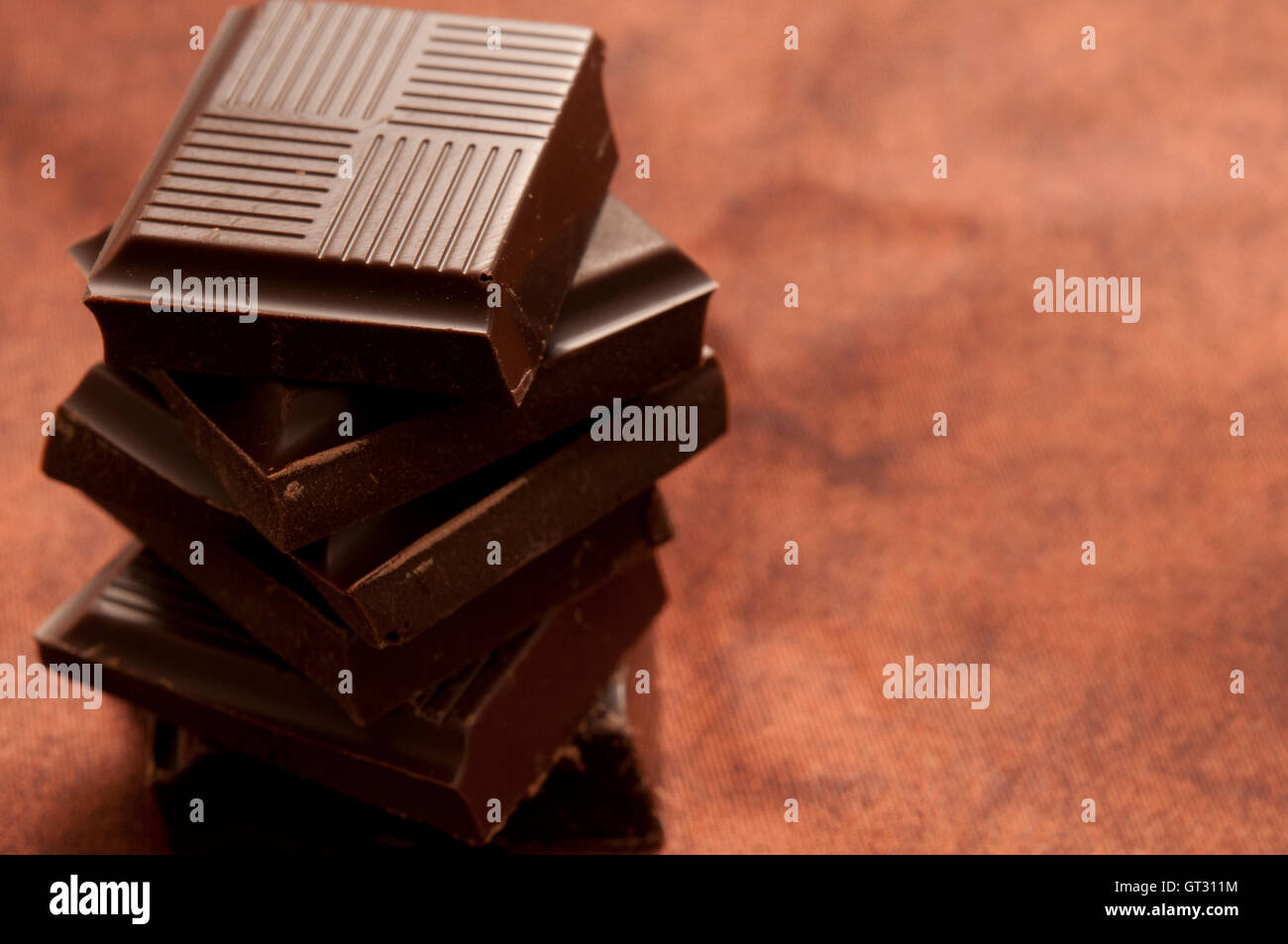 chocolate pieces stacked Stock Photo