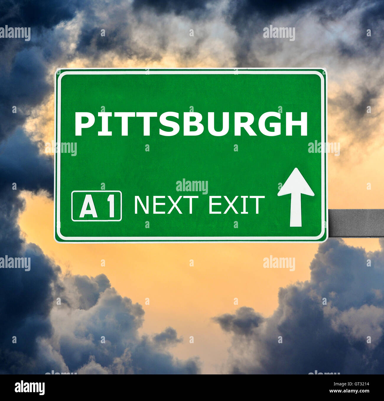 PITTSBURGH road sign against clear blue sky Stock Photo Alamy