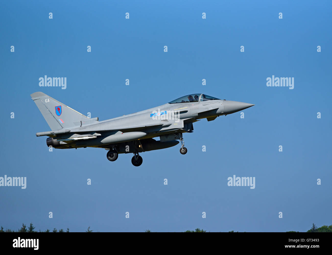 RAF Lossiemouth Military Fast Jet Eurofighter Typhoon FRG4 Registration Serial ZK342. SCO 11,235. Stock Photo