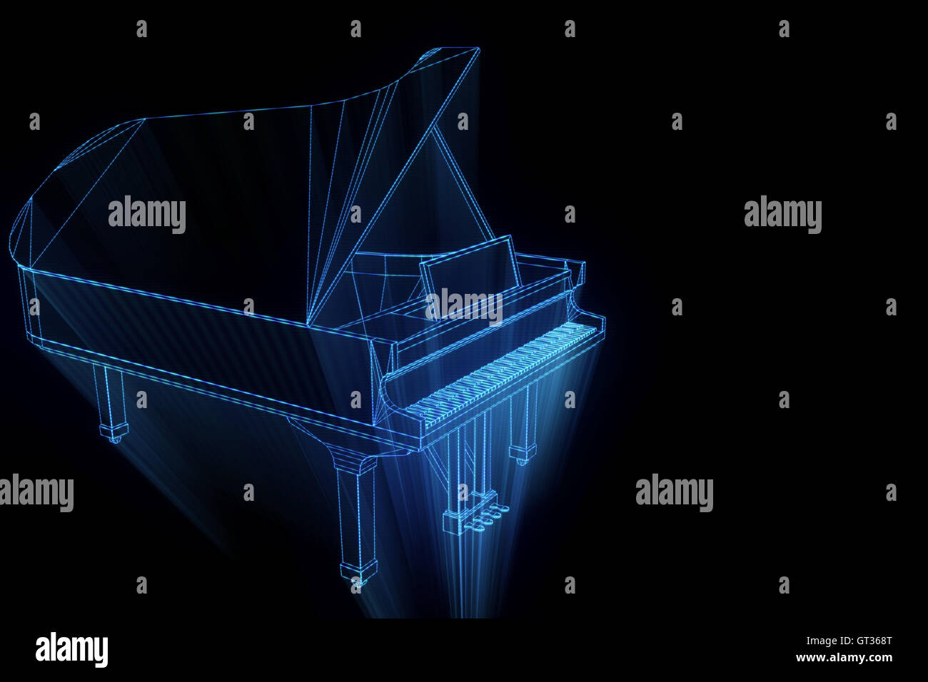 3D Music Piano in Wireframe Hologram Style. Nice 3D Rendering Stock Photo -  Alamy