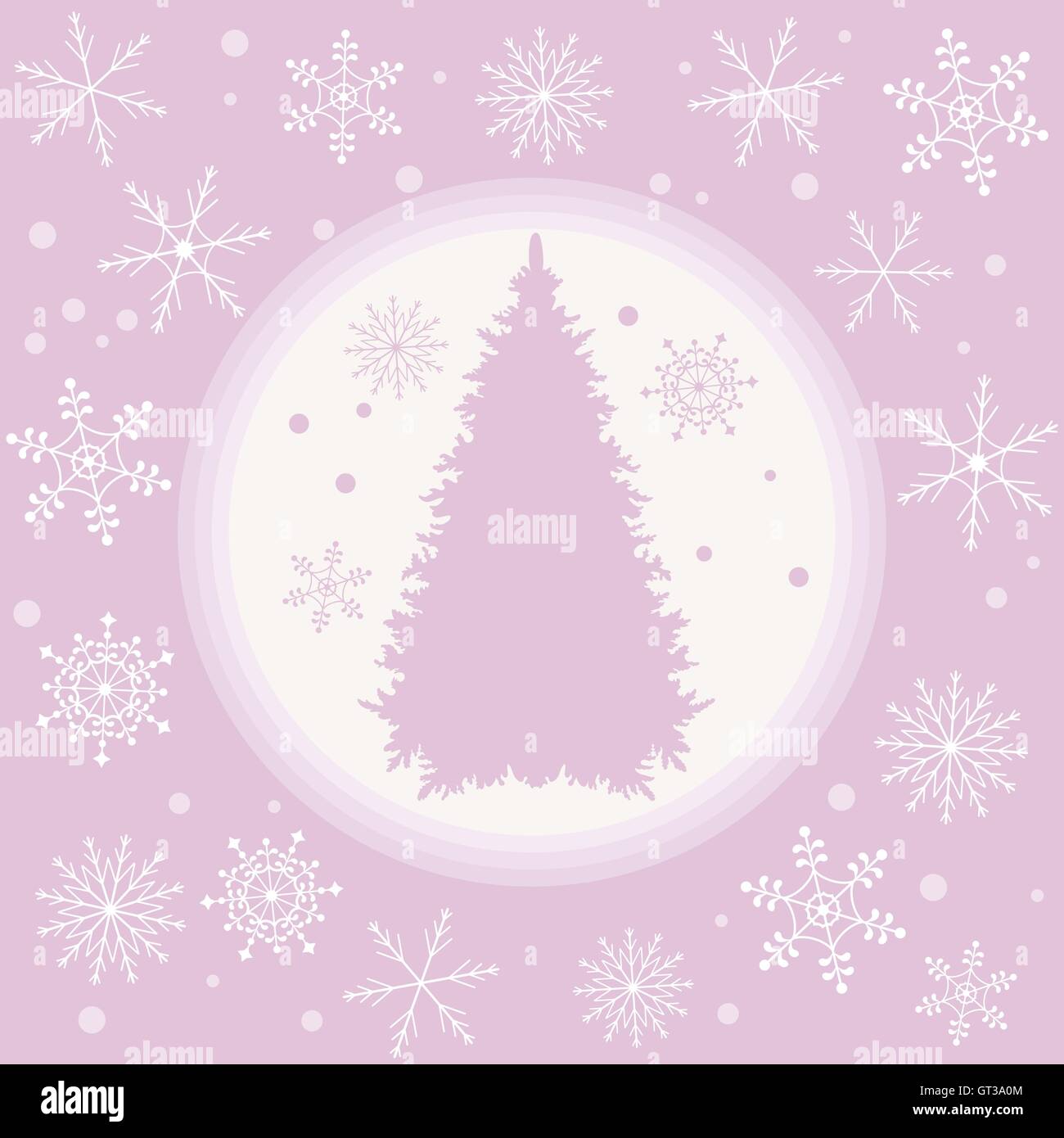 Vector illustration of Christmas tree silhouette with snowflakes on a ...