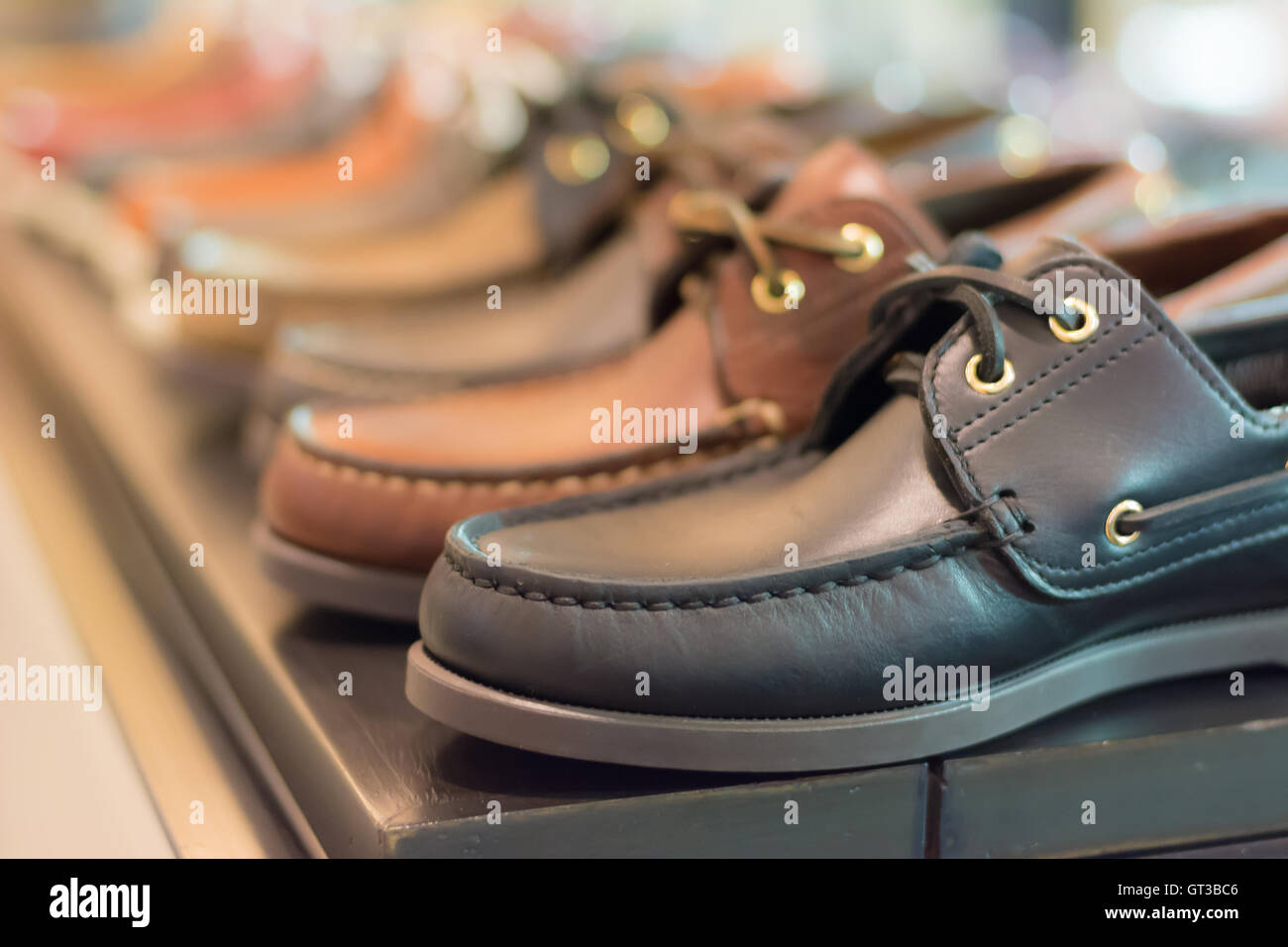 Selective focus leather shoes for background Stock Photo