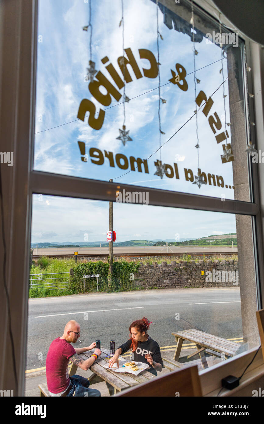 Fish and chips in Arnside, Lancashire/Cumbria border Stock Photo