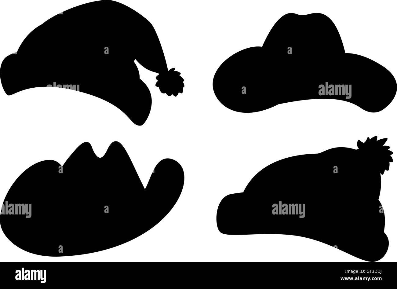 Hats, set silhouettes Stock Vector
