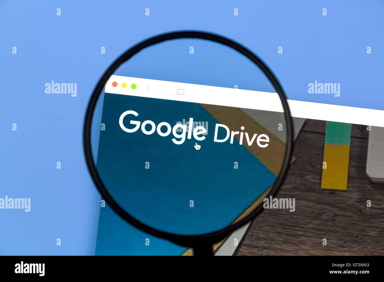 Google Drive under a magnifying glass Stock Photo