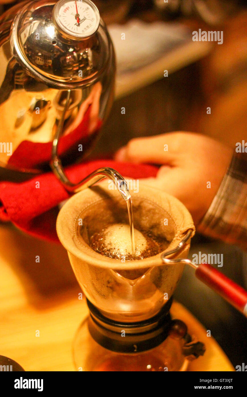Brewing coffee, close up Stock Photo