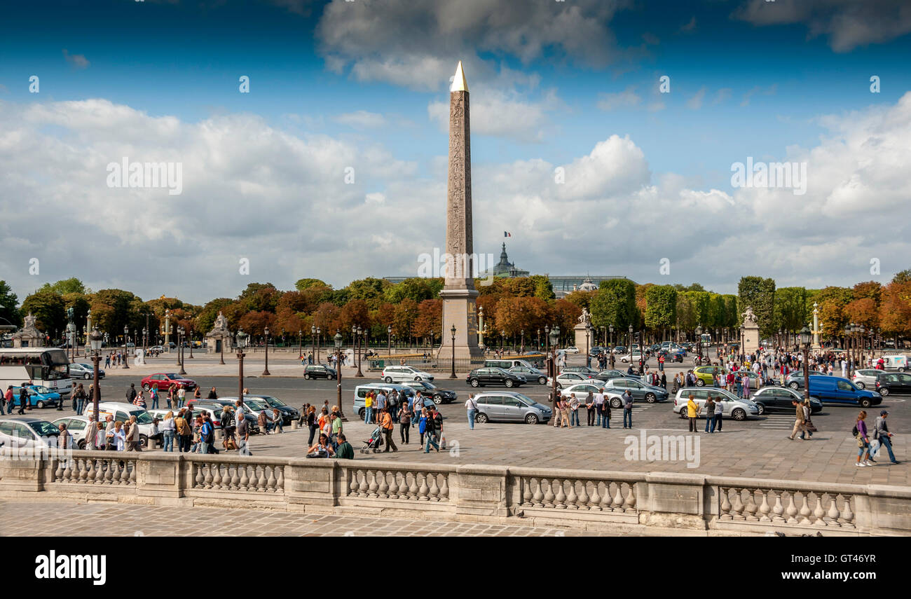 Paris 8e arr. Place de la Concorde and the Obelisk, France, Europe Stock Photo