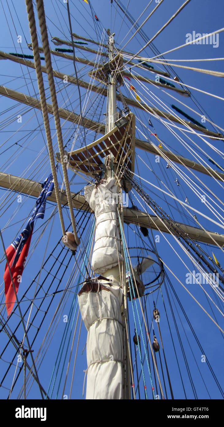Tall ships masts with rigging Stock Photo Alamy