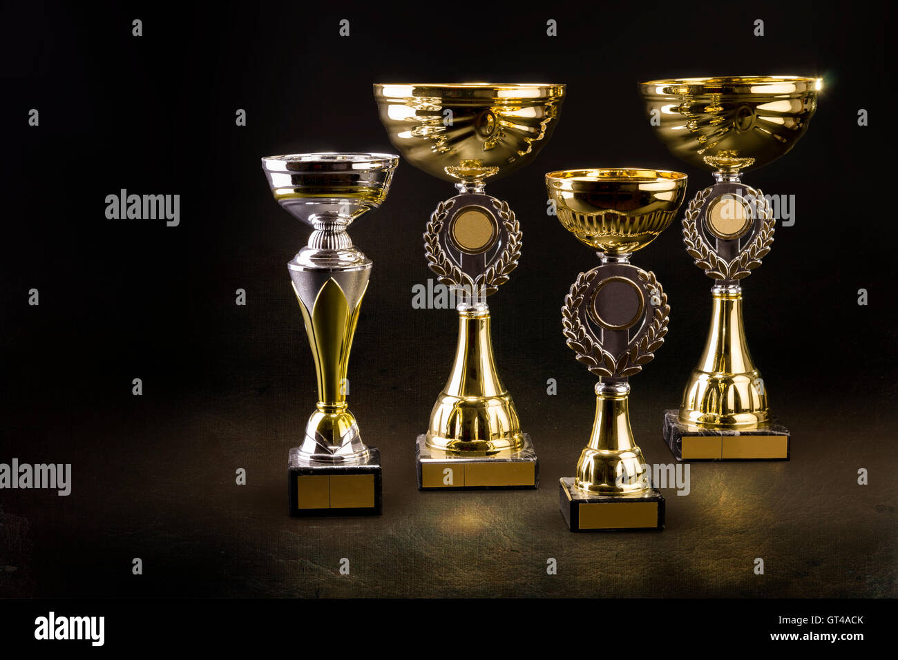 Trophy cup on black Stock Photo