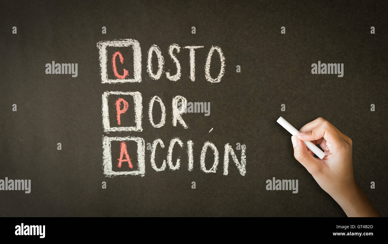 Cost Per Action (In Spanish) Stock Photo