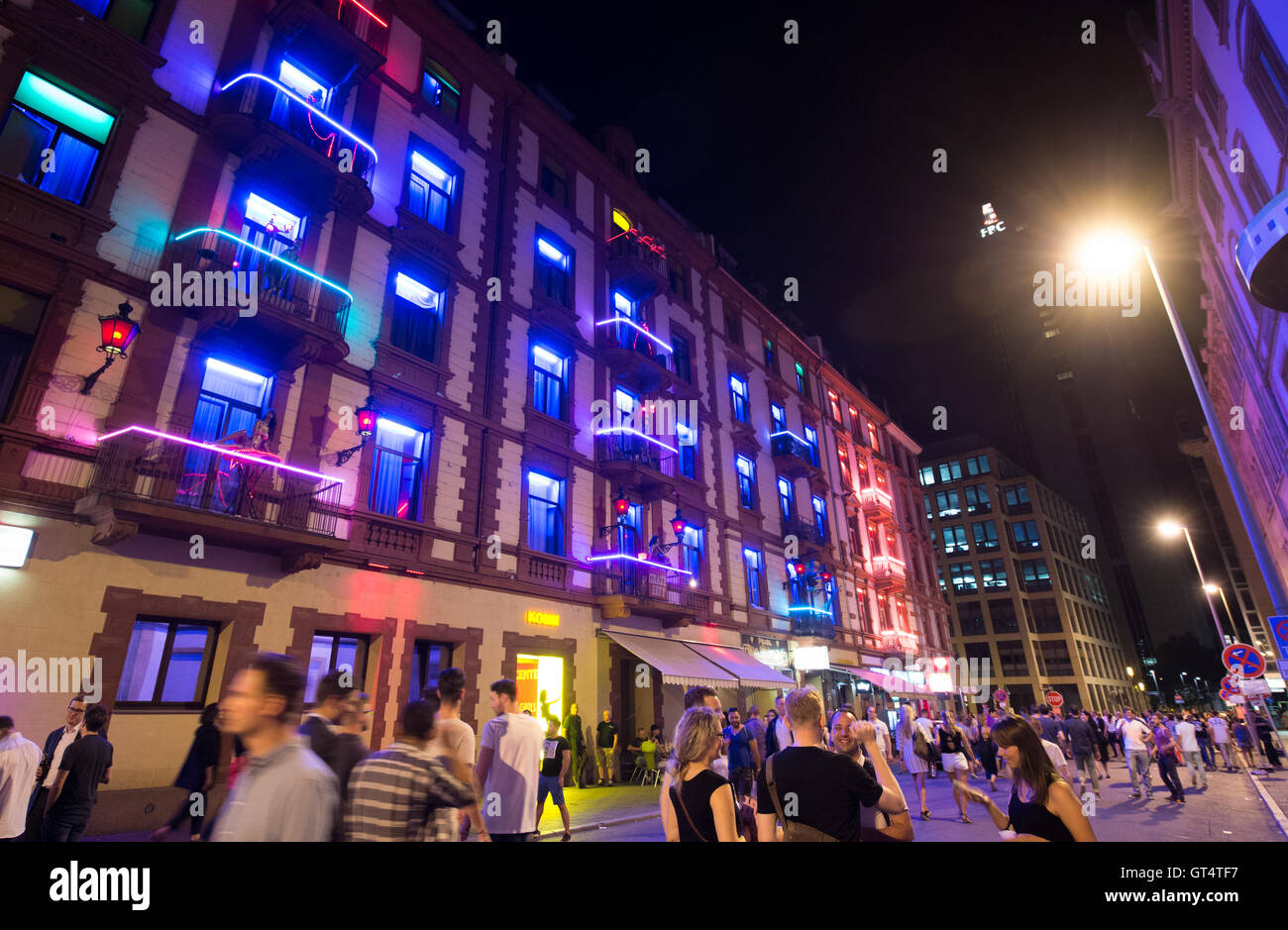 People walking through the station district during the 