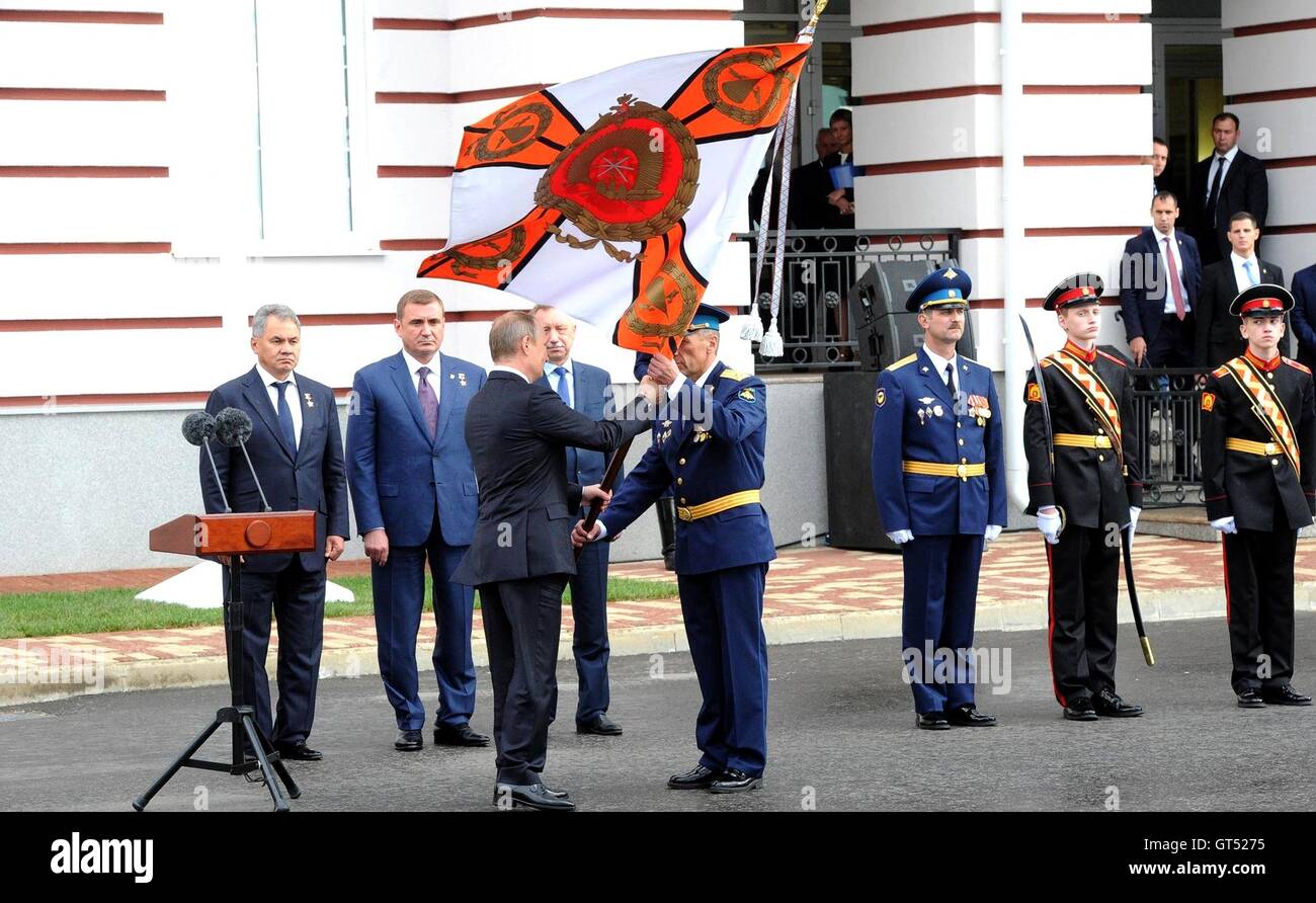Russian President Vladimir Putin Accepts The Colors During A Visit.