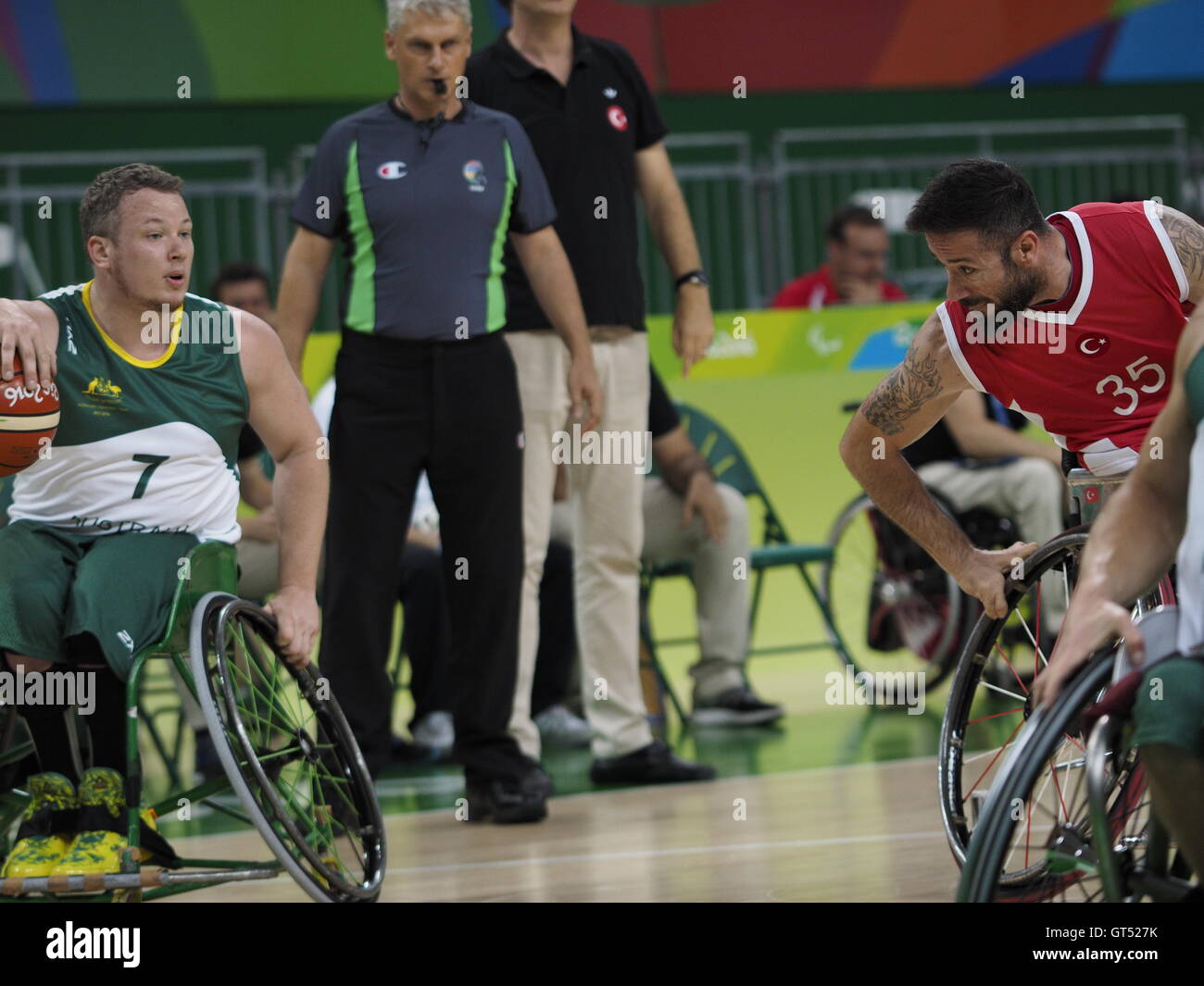 Rio de Janeiro, Brazil. 9th September, 2016. Wheelchair basketball pool match between Australlia and Turkey Credit:  PhotoAbility/Alamy Live News Stock Photo