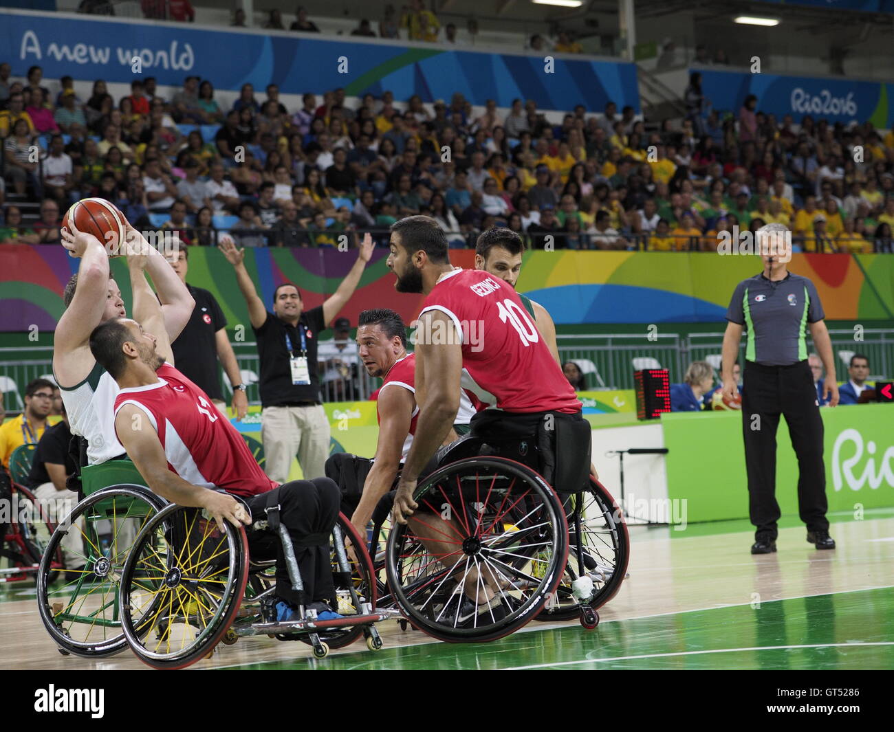 Rio de Janeiro, Brazil. 9th September, 2016. Wheelchair basketball pool match between Australlia and Turkey Credit:  PhotoAbility/Alamy Live News Stock Photo