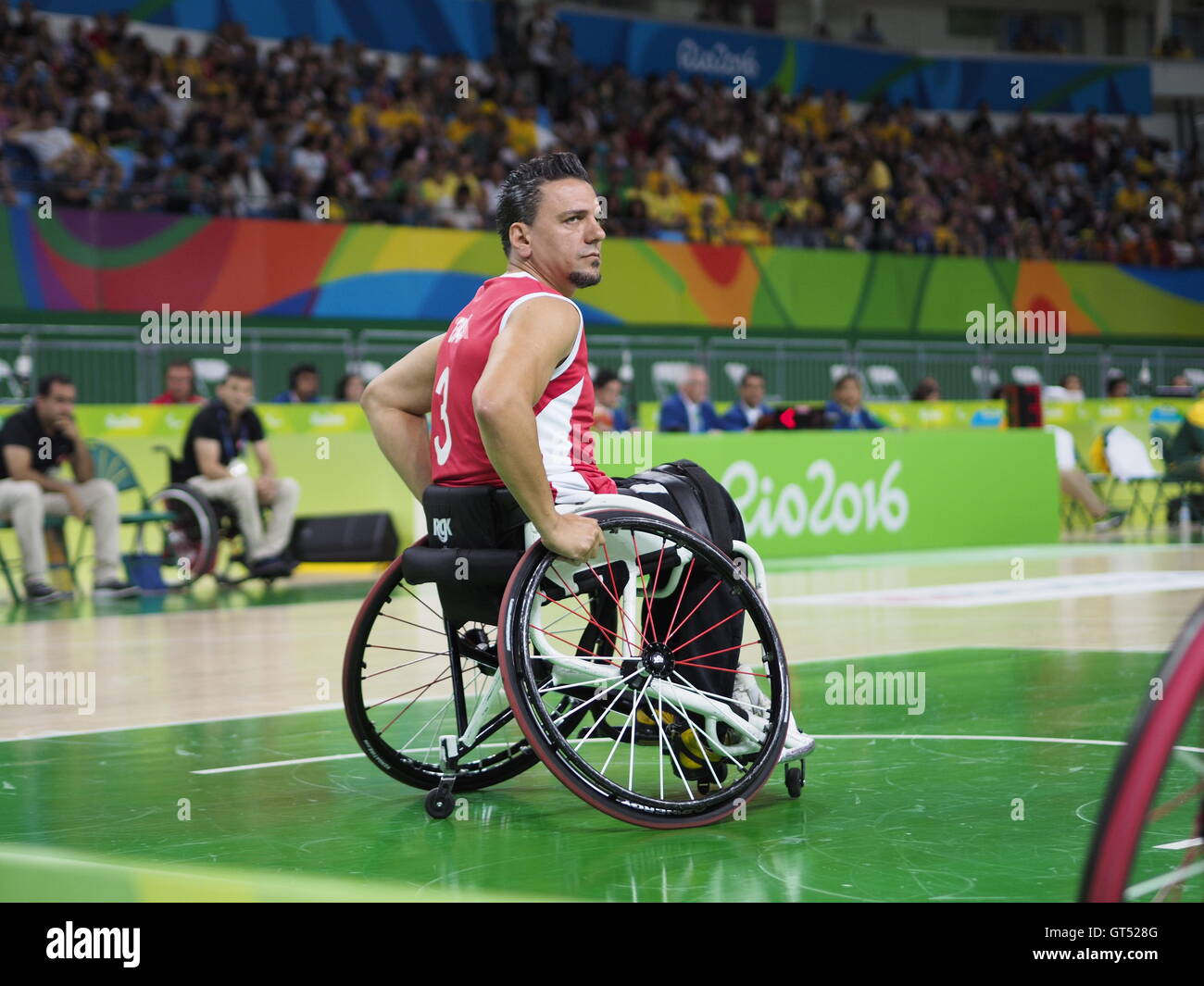 Rio de Janeiro, Brazil. 9th September, 2016. Wheelchair basketball pool match between Australlia and Turkey Credit:  PhotoAbility/Alamy Live News Stock Photo