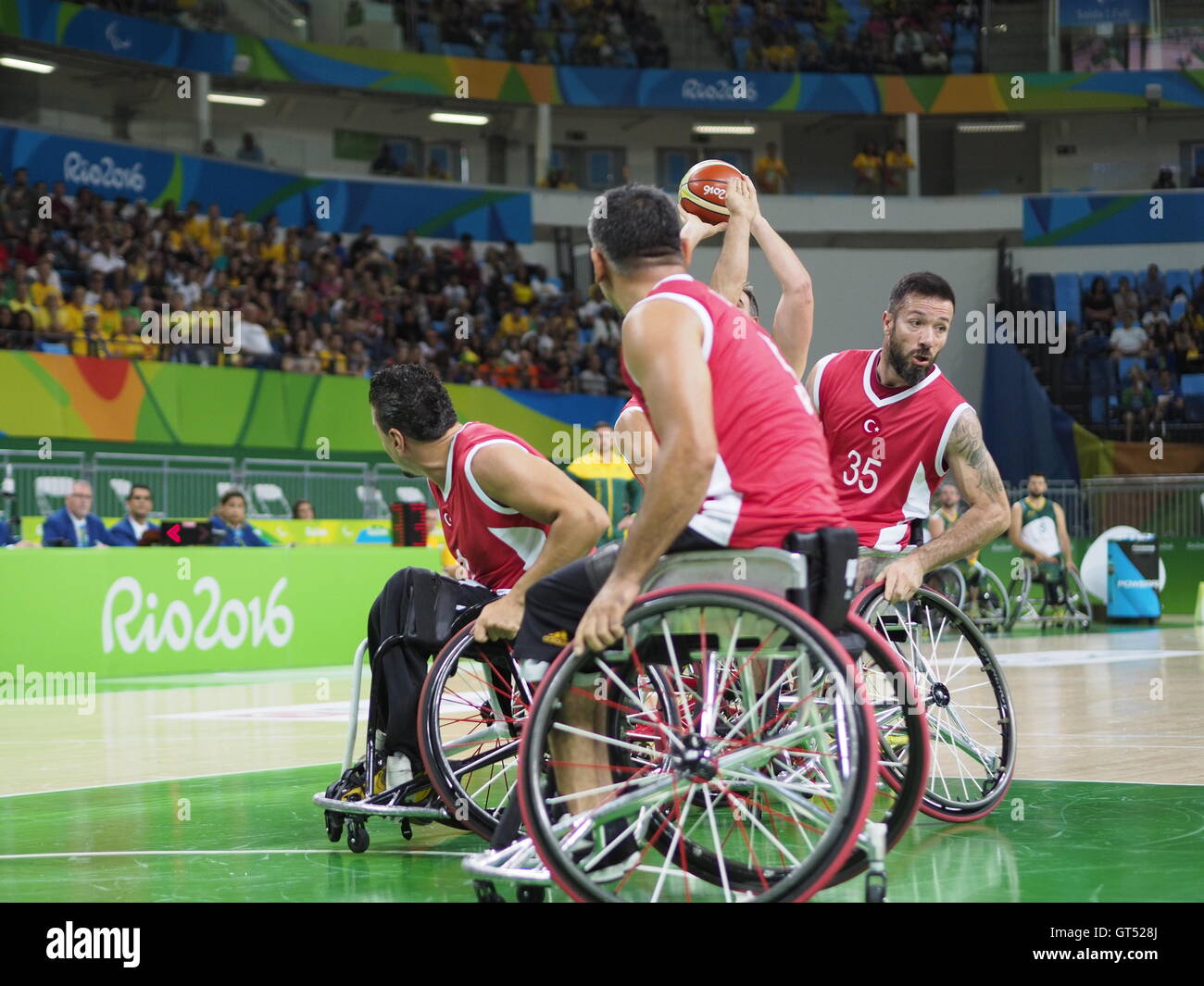 Rio de Janeiro, Brazil. 9th September, 2016. Wheelchair basketball pool match between Australlia and Turkey Credit:  PhotoAbility/Alamy Live News Stock Photo