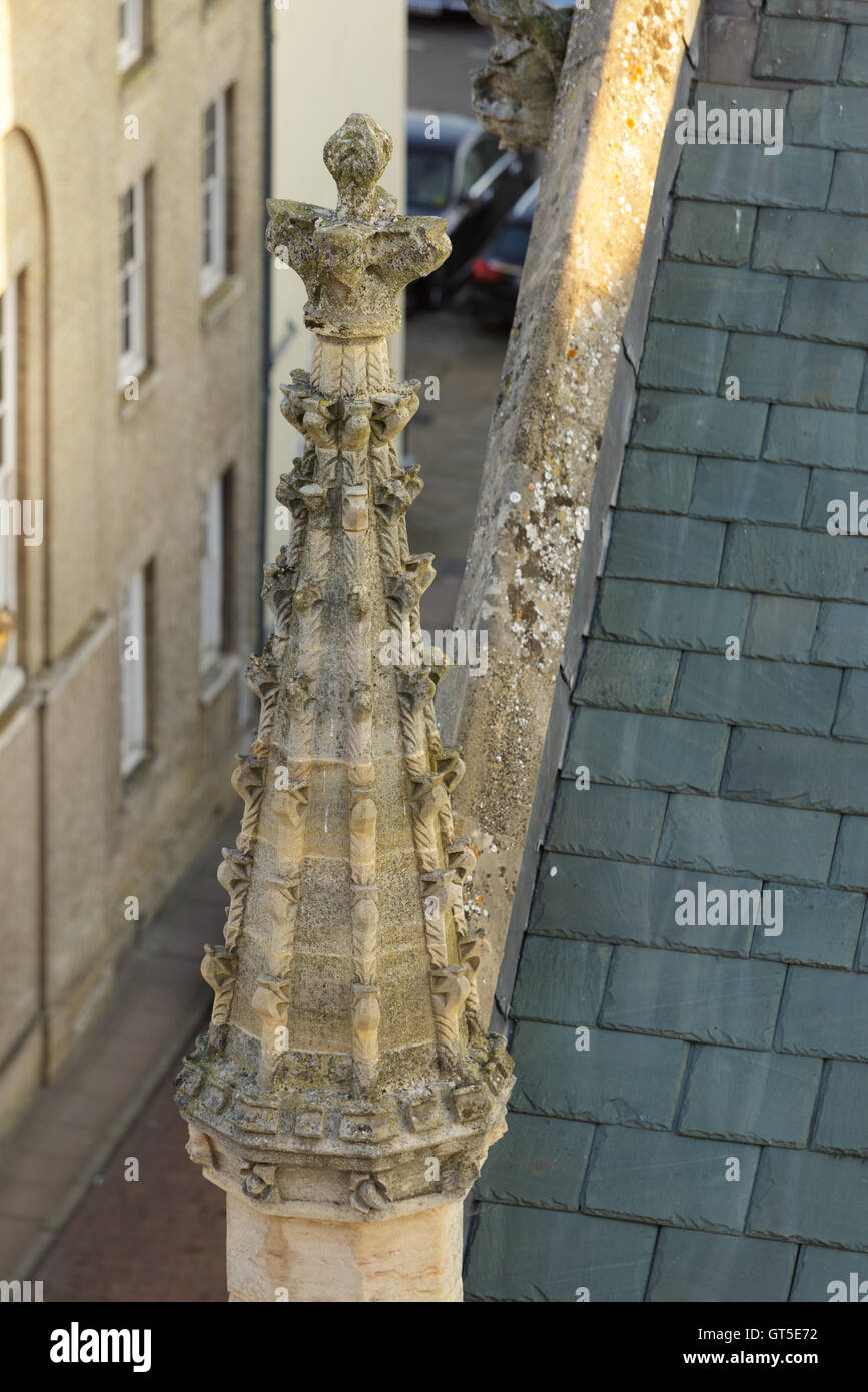 Carved stone finial on St Edmundsbury Cathedral, Bury St Edmunds ...