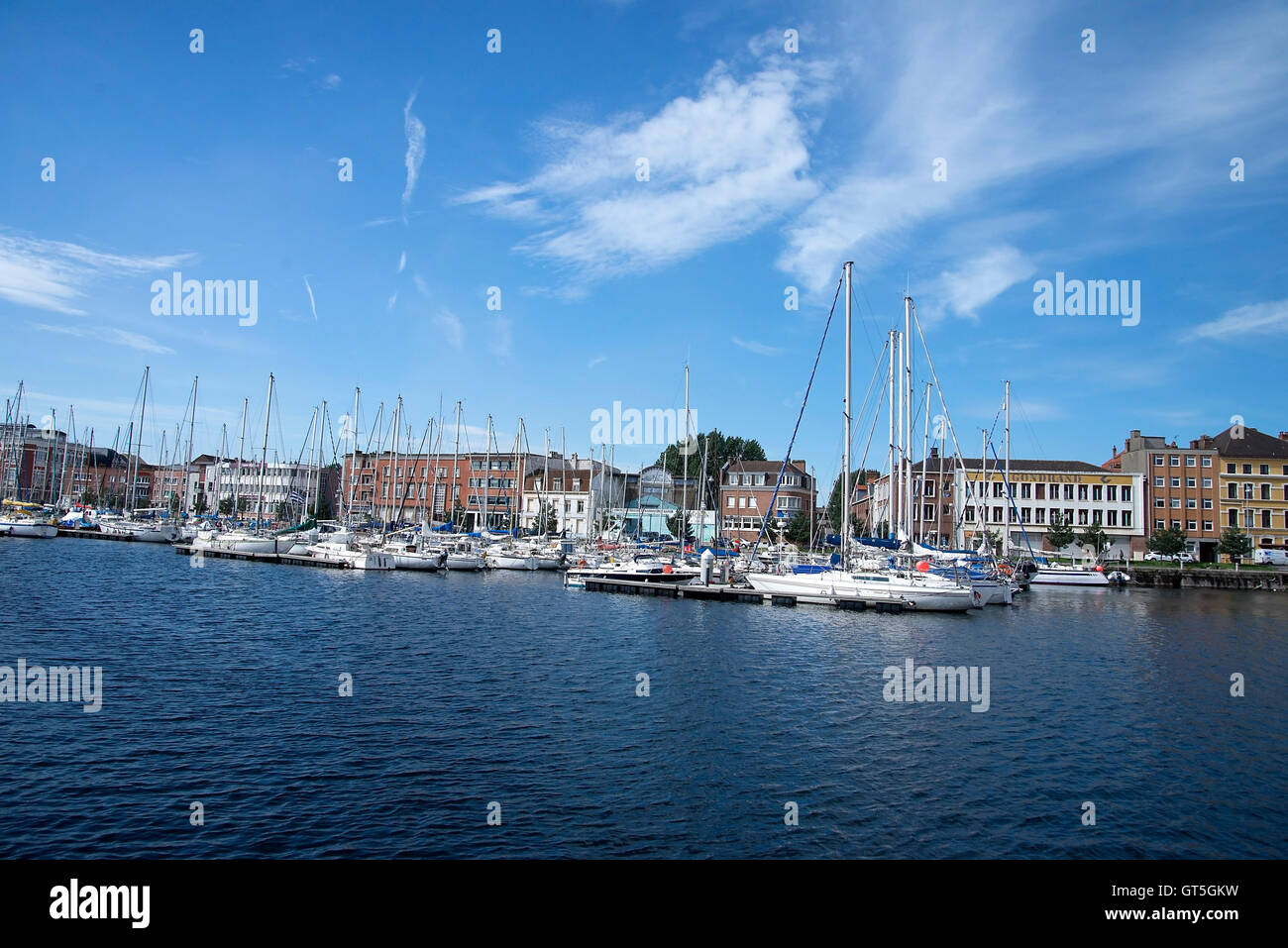 Dunkirk picturesque inner harbour located near city centre, France, Nord, Europe Stock Photo