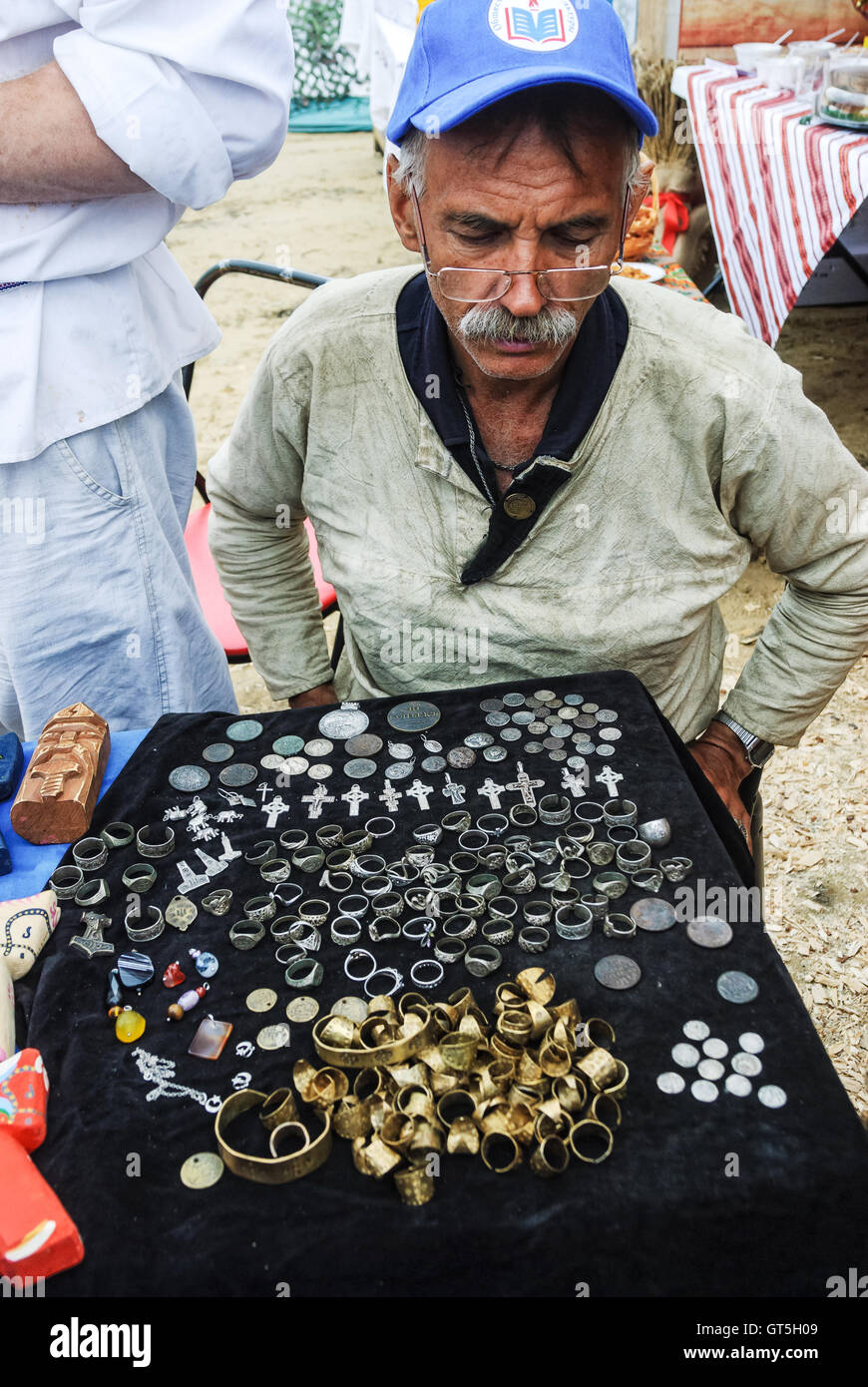 Man numismatist shows his collection of coin Stock Photo Alamy