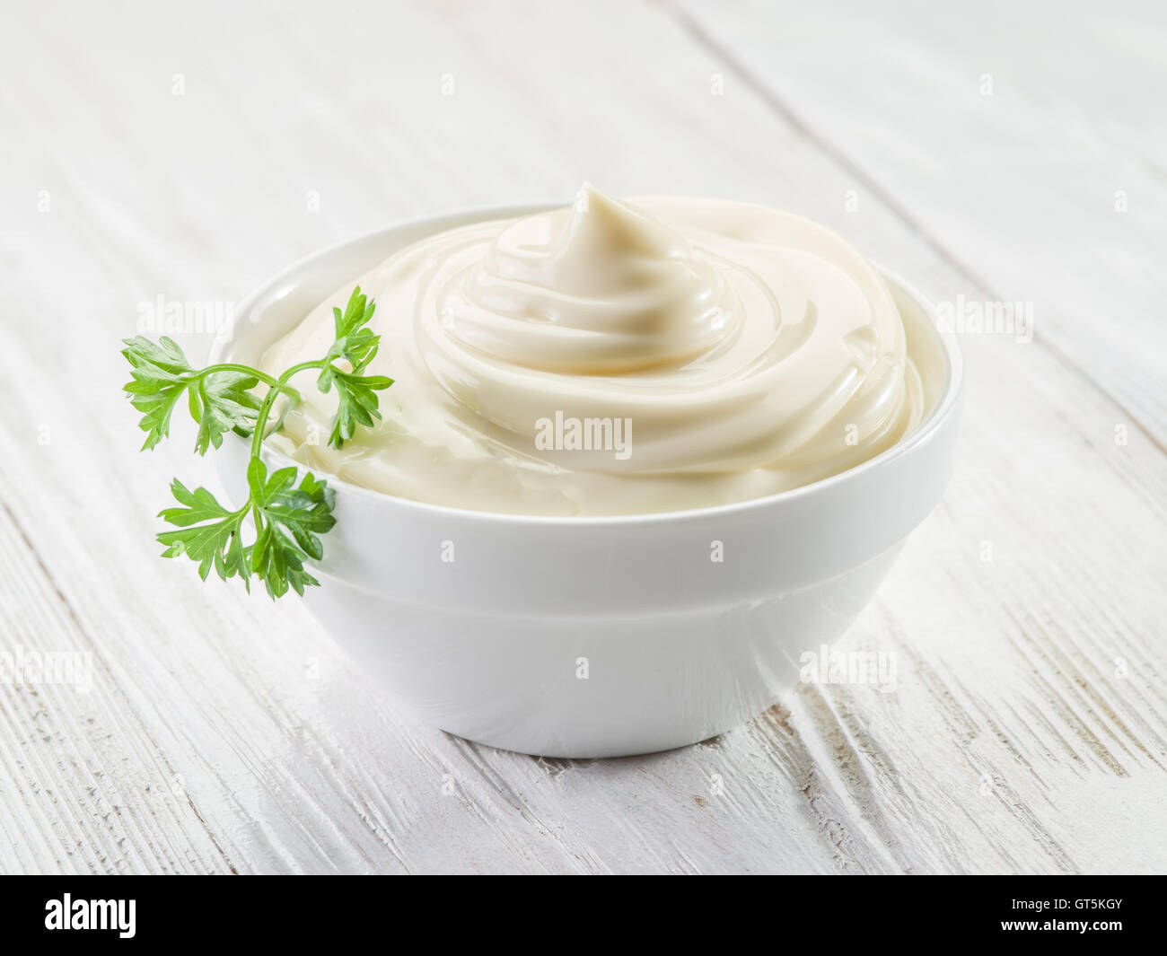 Natural mayonnaise ingredients and the sauce itself Stock Photo Alamy