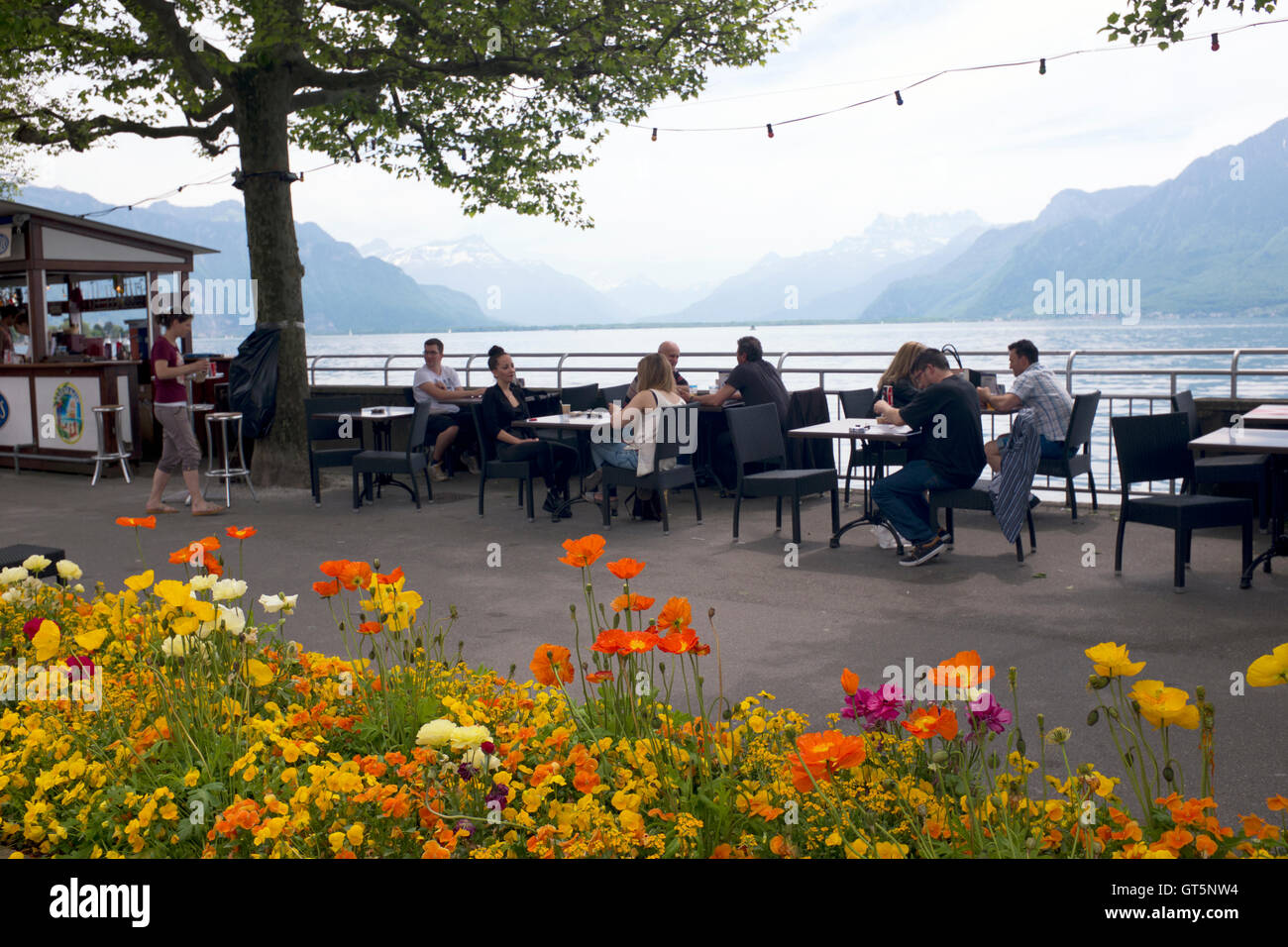 Lakeside diners vevey switzerland hires stock photography and images