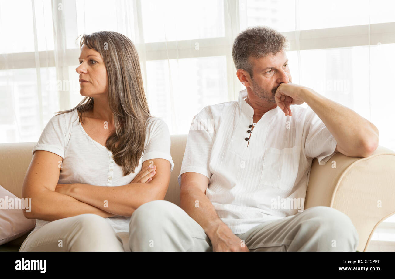 middle aged couple fighting Stock Photo