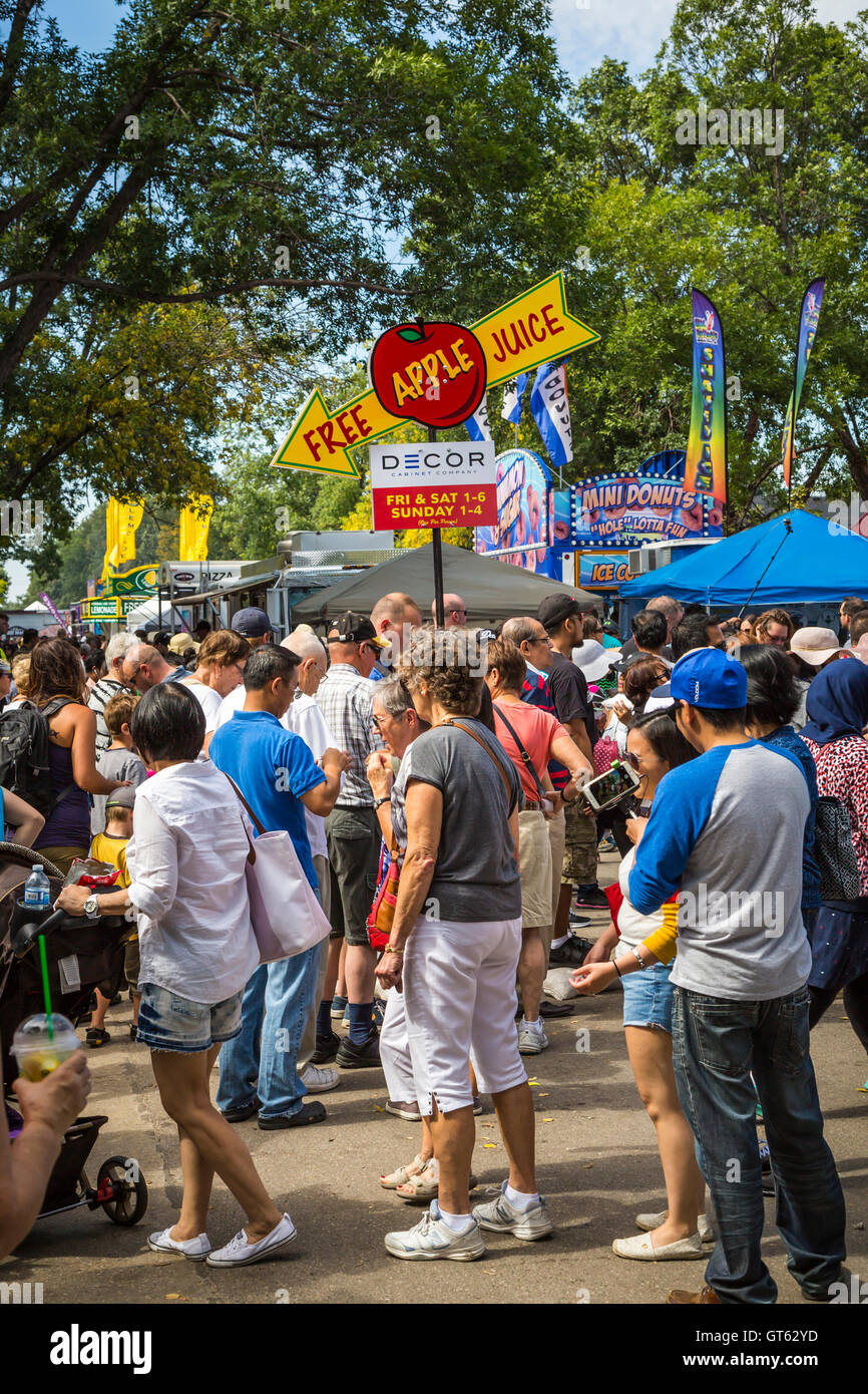 A sign for free apple juice at the Corn and Apple Festival in Morden