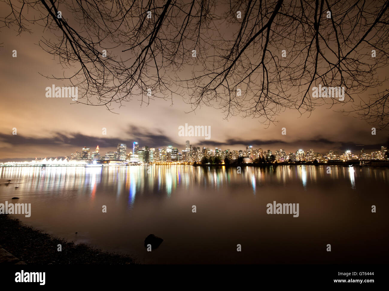 Vancouver downtown skyline at night, Canada BC Stock Photo - Alamy