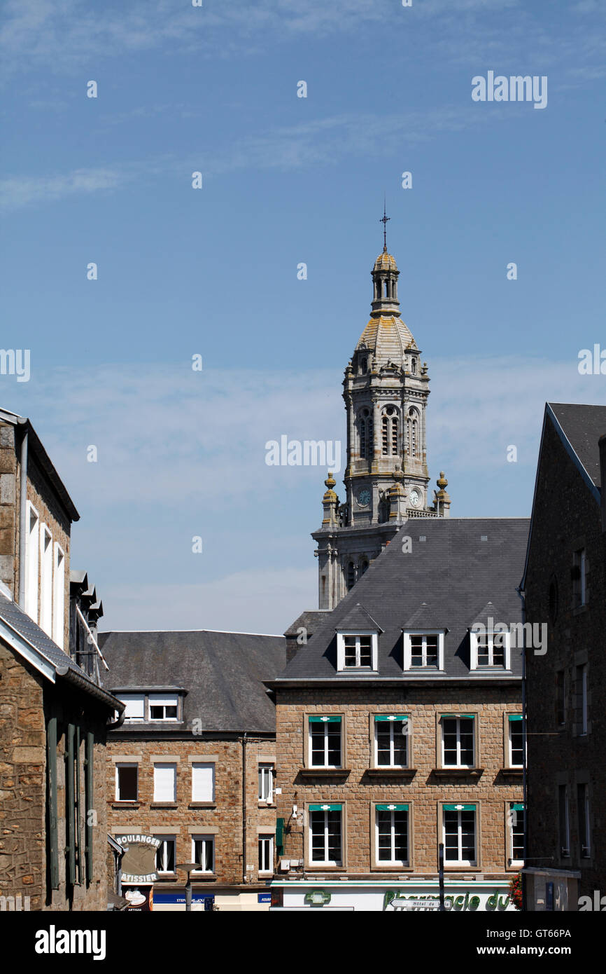 bell tower of the Saint-Gervais church in Avranches Normandy France Stock Photo