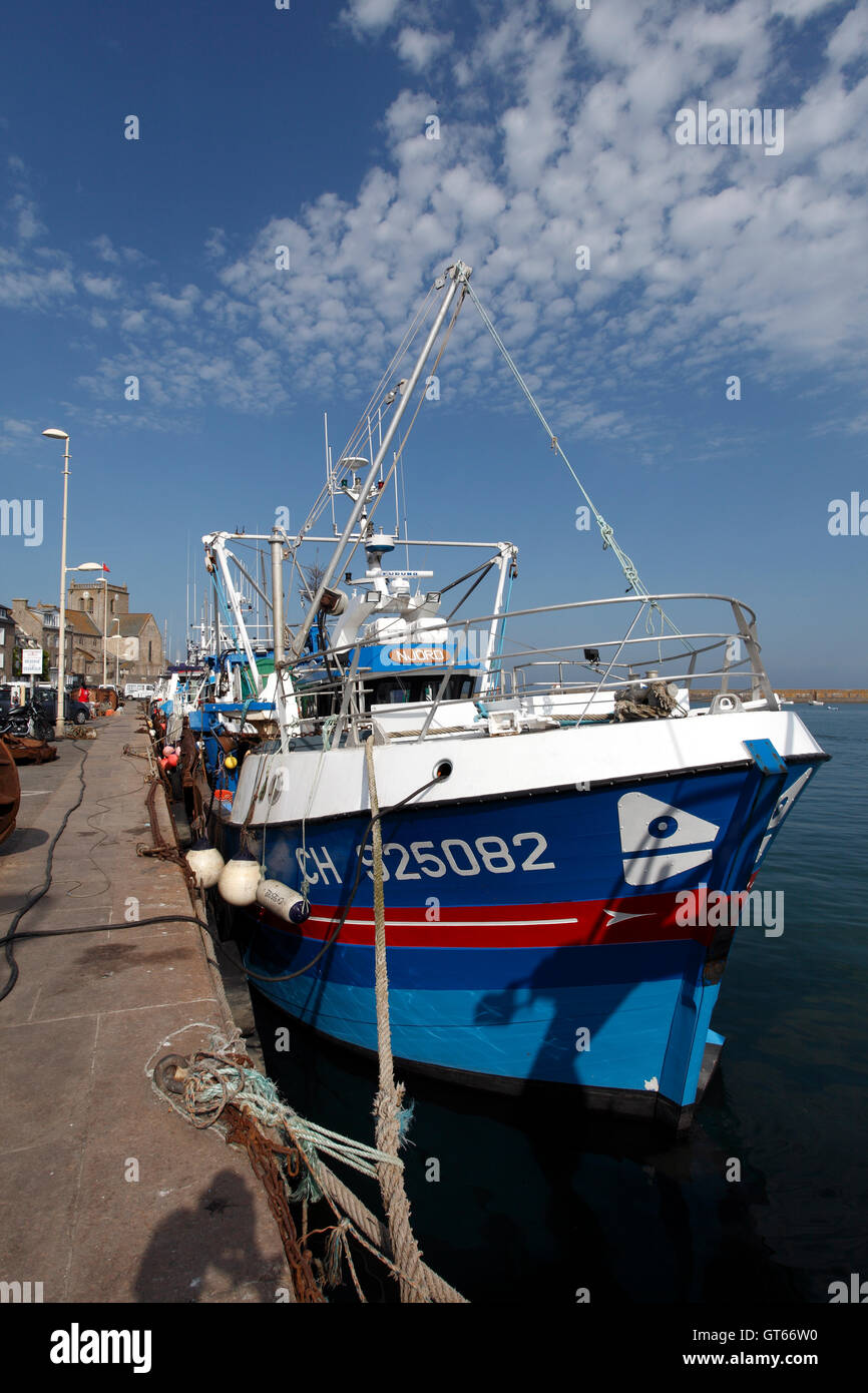 Fishing fleet in the harbour at Barfleur, Normandy, France. Stock Photo
