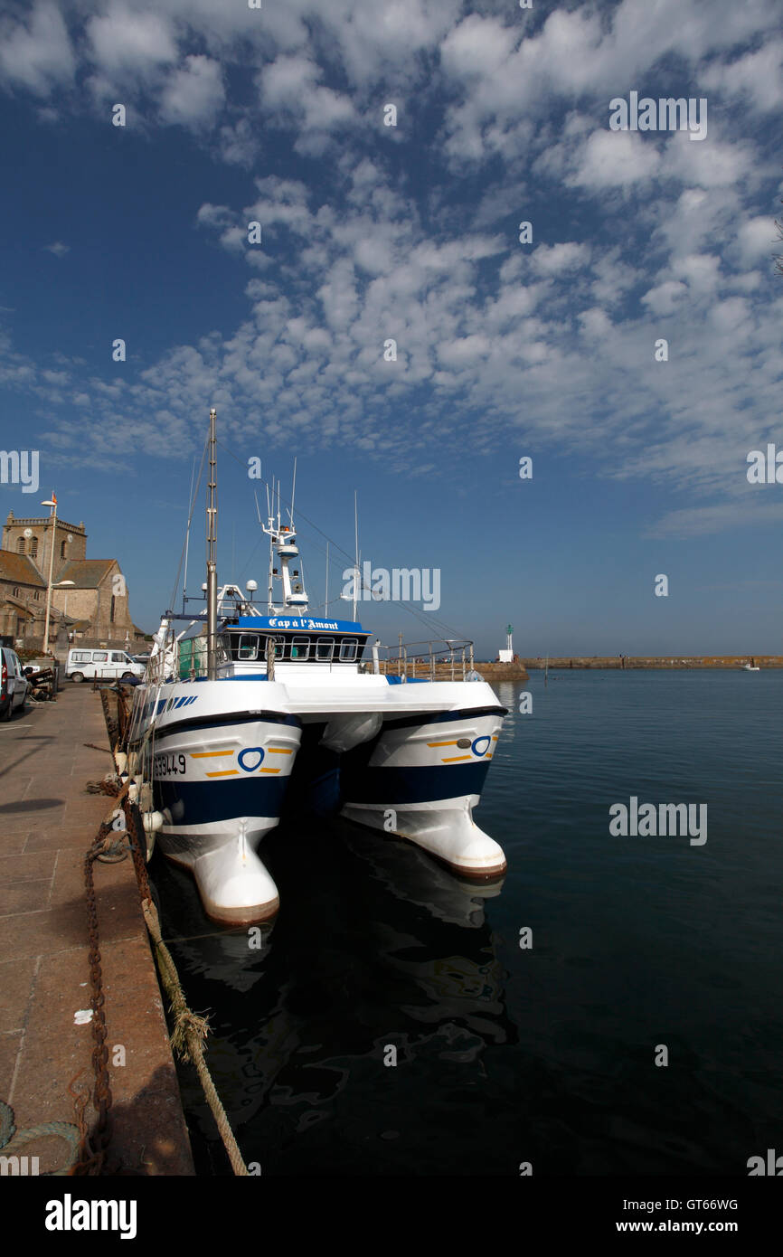 Fishing fleet in the harbour at Barfleur, Normandy, France. Stock Photo