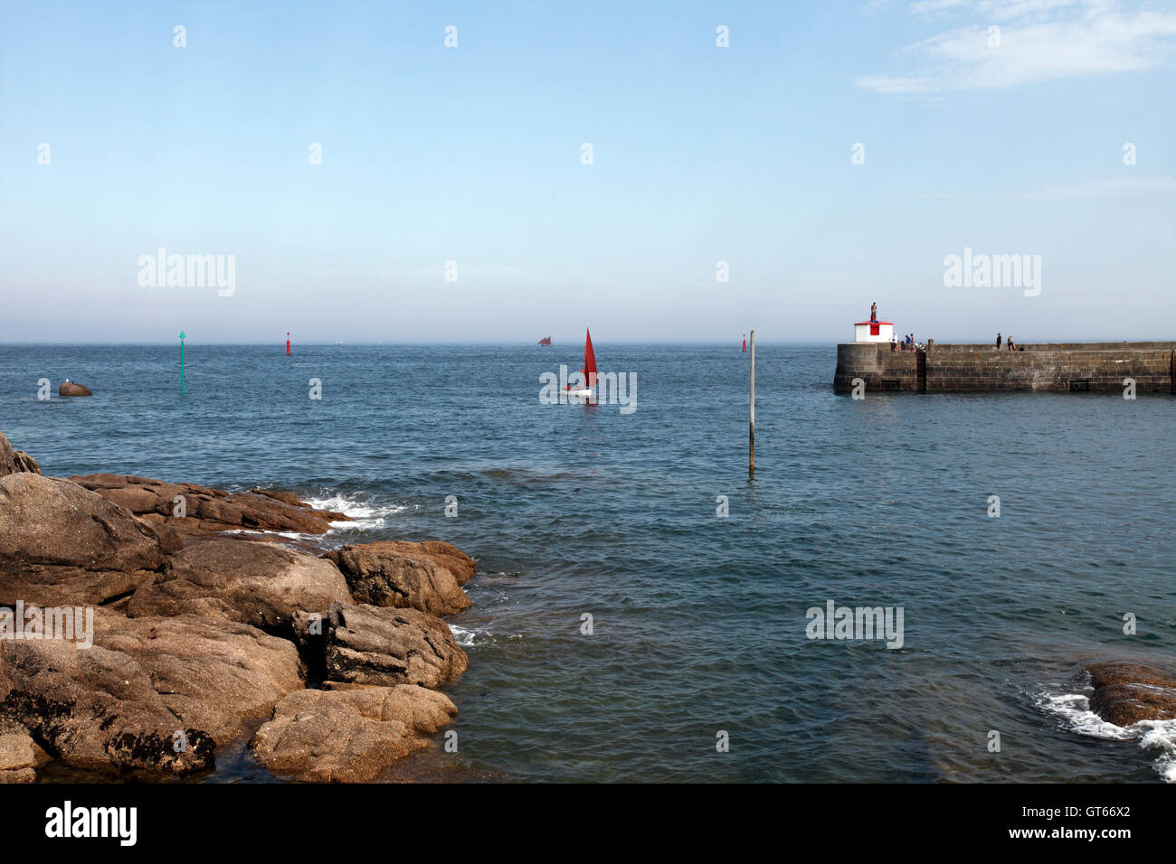 Harbour entrance at Barfleur, Normandy, France. Stock Photo