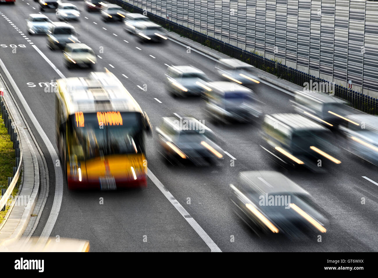 Six lane controlled-access highway in Poland. Stock Photo