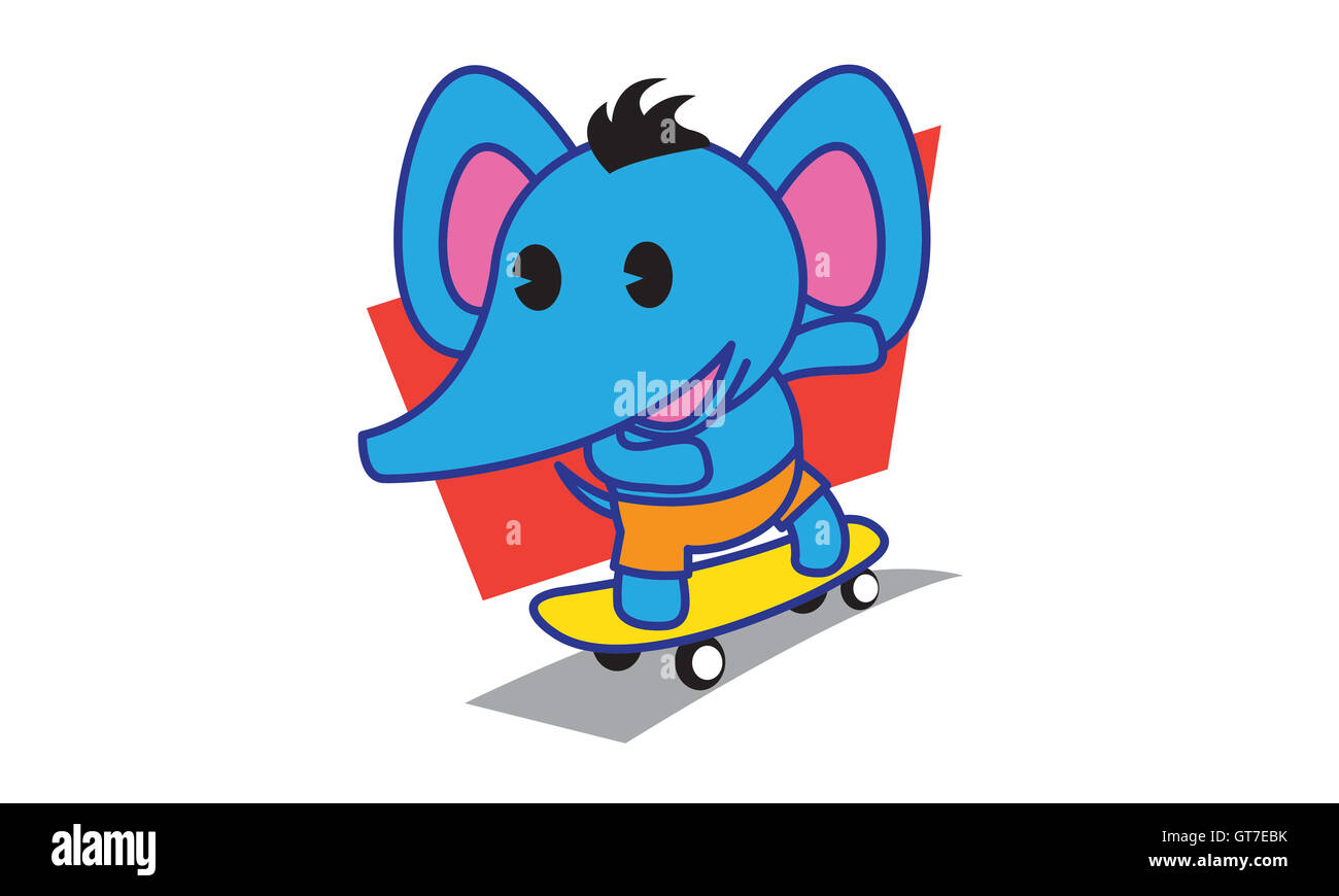 Elephant playing skateboard vector art Stock Photo